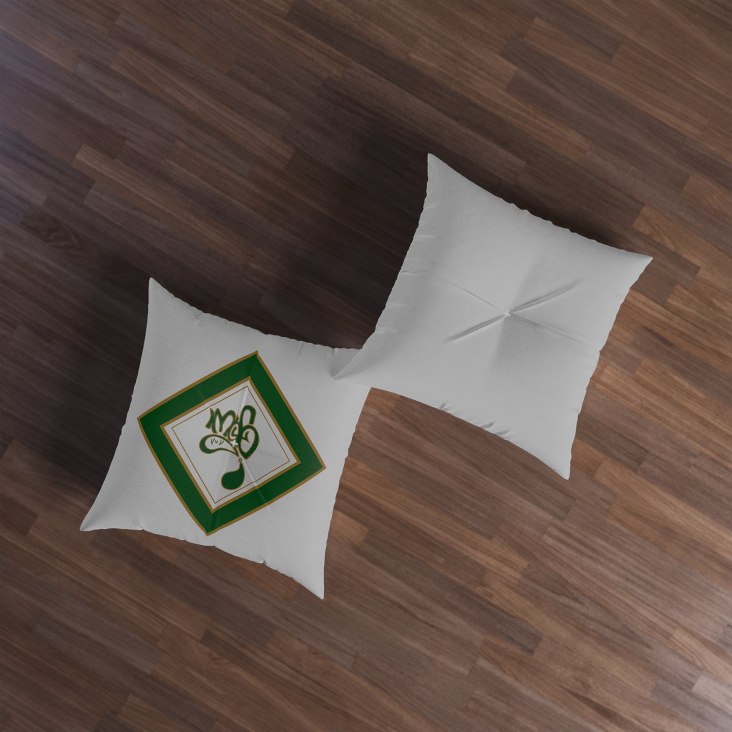 Tufted Floor Pillow with Elegant Green Design, Cozy Home Decor, Square Pillow for Living Room, Gift for Housewarming, Boho Style Accent