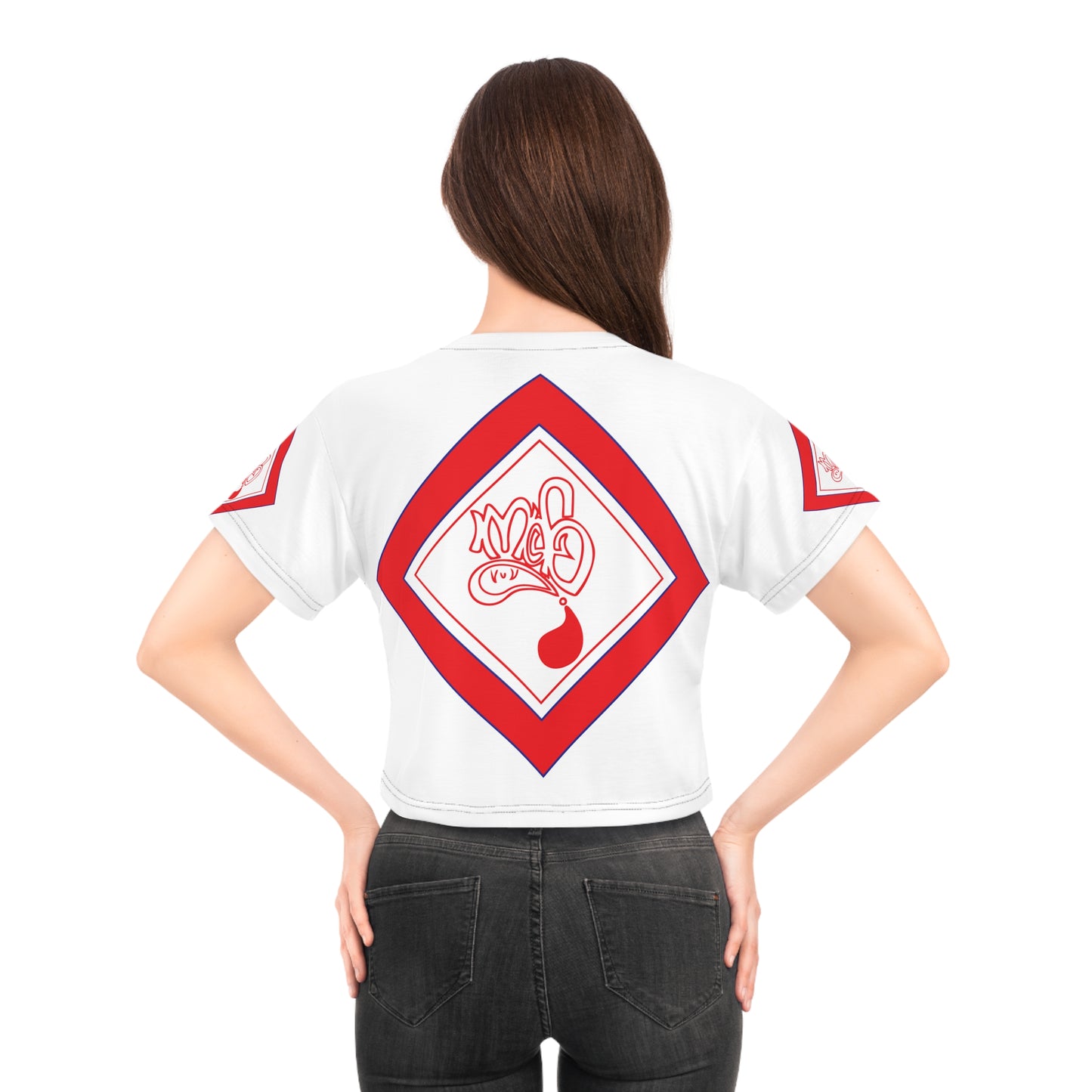 mofo usa logo diamond combo crop tee white