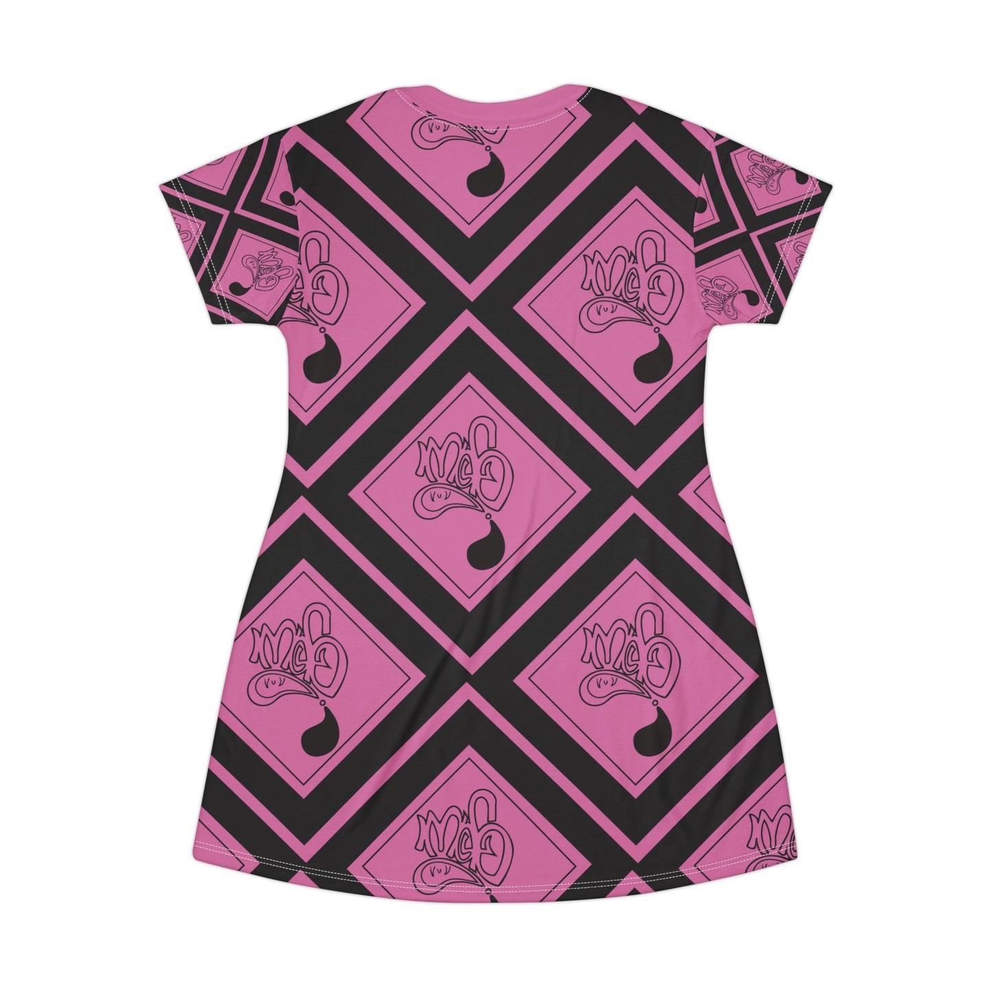 Chic Pink Graphic T-Shirt Dress for Stylish Comfort, Perfect for Casual Wear, Summer Outings, Gift for Her, Unique AOP Fashion