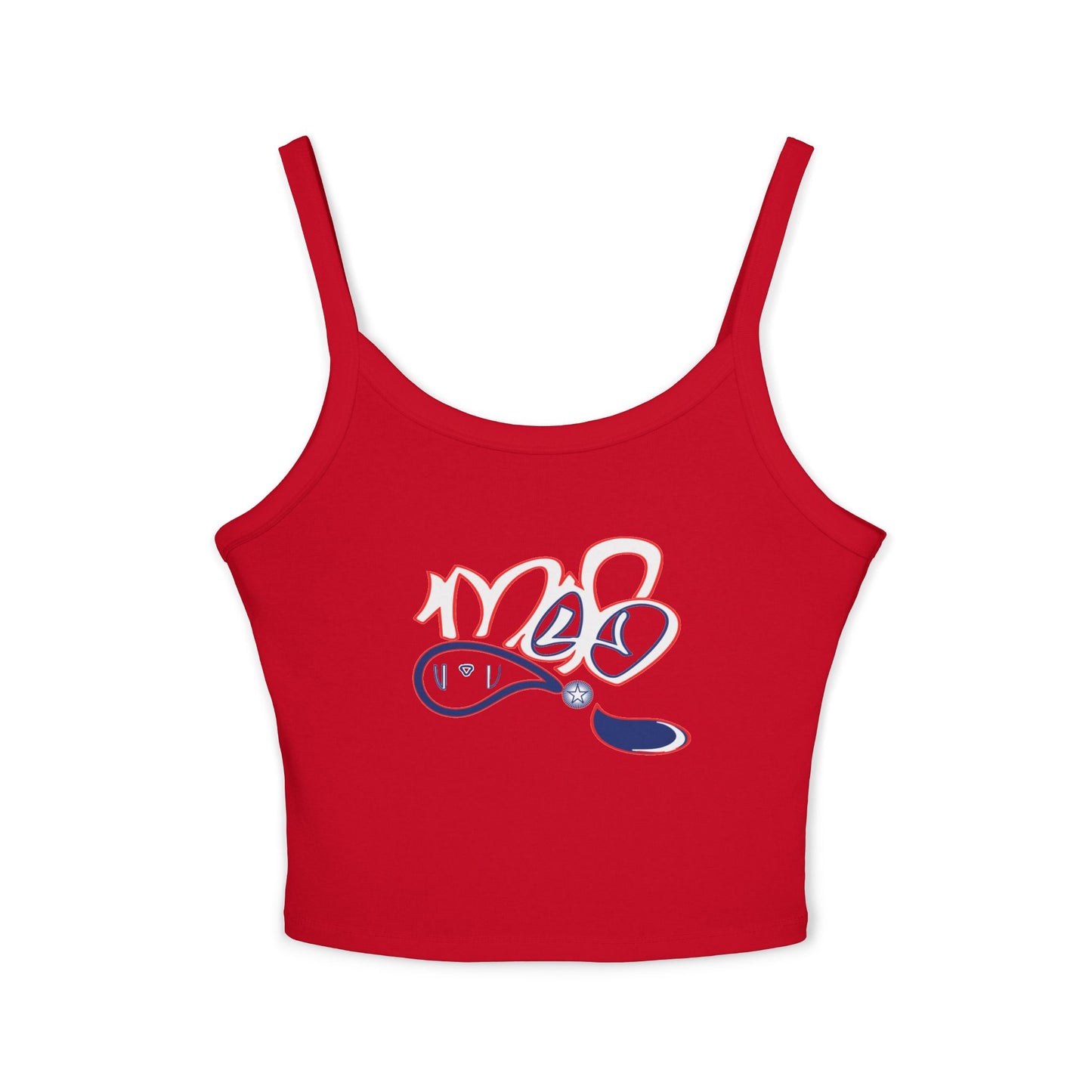 Chic Women's Spaghetti Strap Tank Top with Playful Design, Summer Essential, Beachwear, Casual Layering, Birthday Gift, Festival Fashion