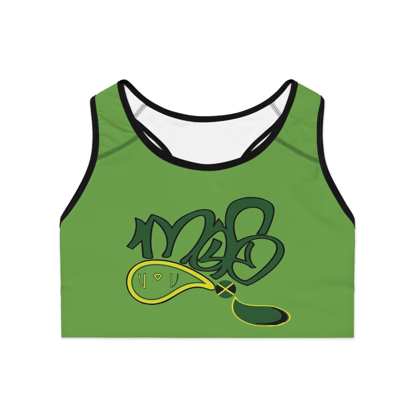 Green Sports Bra with Unique Design for Activewear, Fitness, Gym, Yoga, Sports Enthusiasts