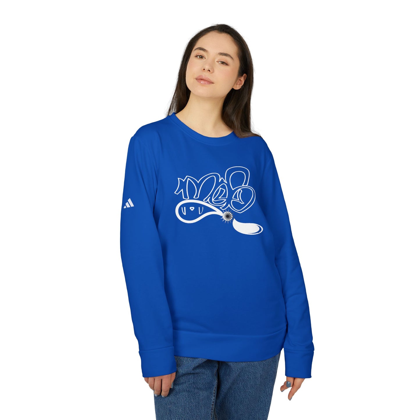 Adidas Graffiti Fleece Crewneck Sweatshirt, Cozy Unisex Casual Wear, Street Style Sweatshirt, Gift for him, Trendy Apparel, Everyday Comfort