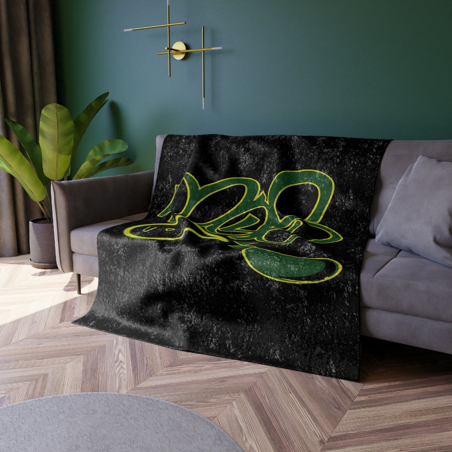 Graffiti Art Crushed Velvet Blanket, Cozy Throw, Unique Home Decor, Gift for Teens, Urban Style Blanket