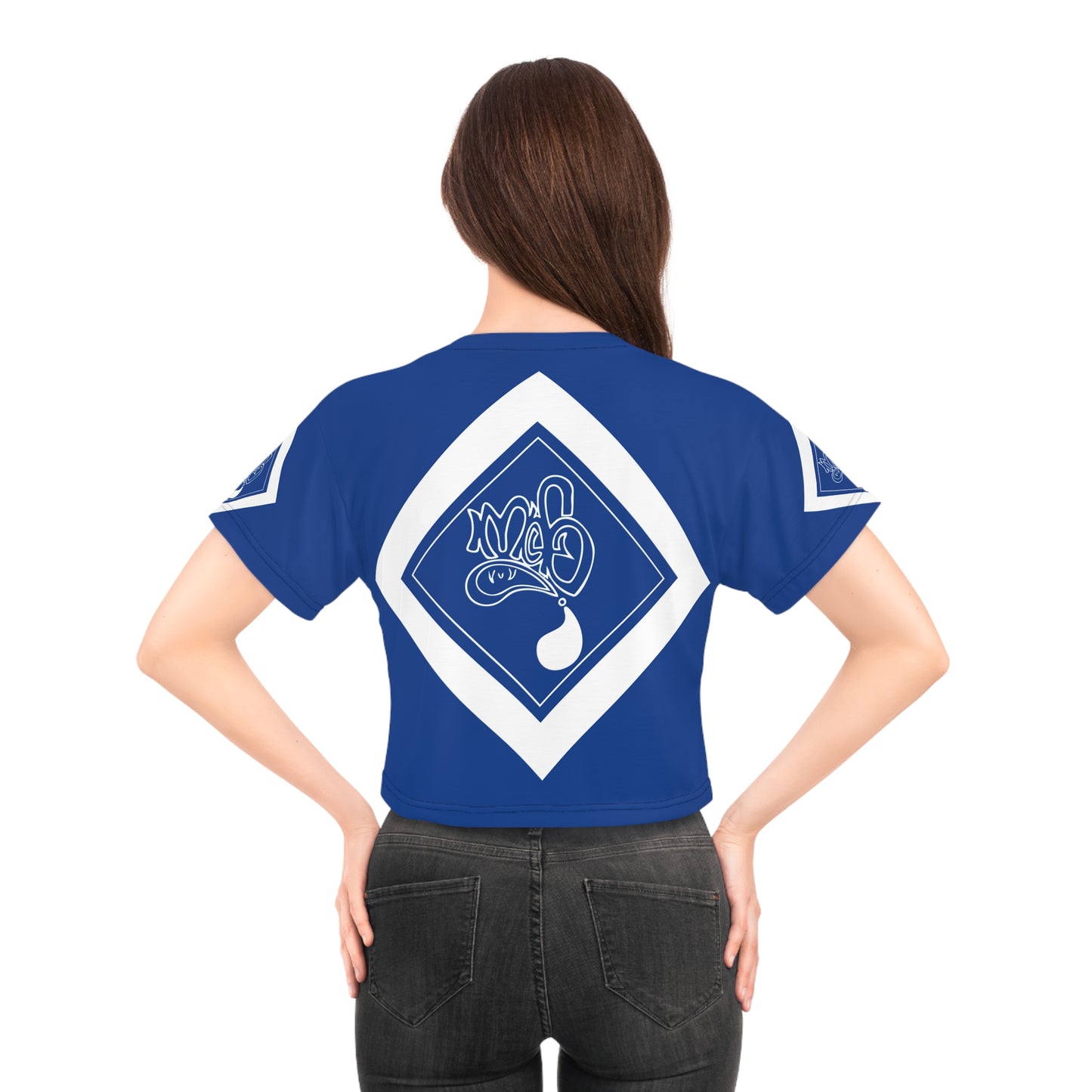 mofo 15star logo diamond combo blue crop tee