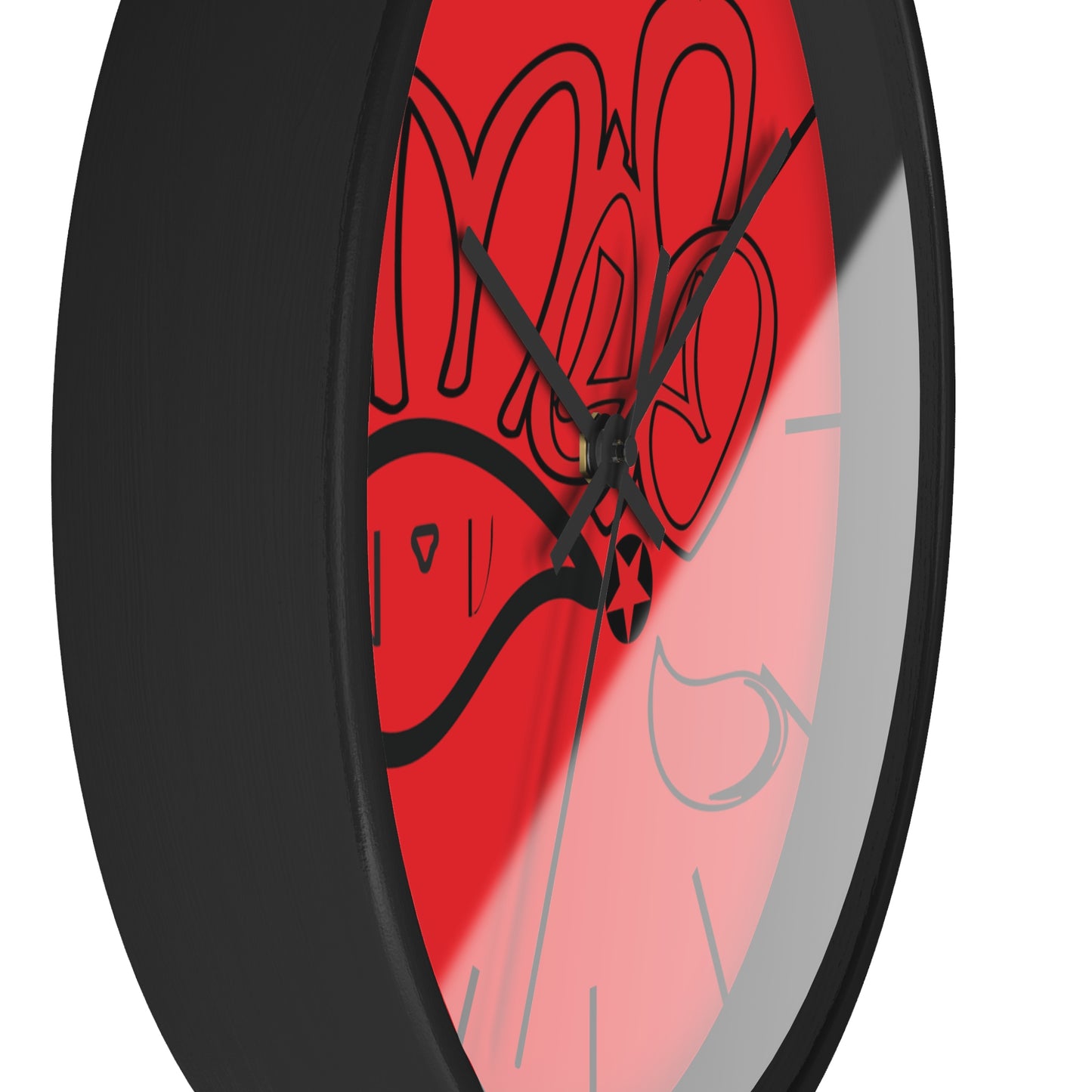 Graffiti Style Wall Clock, Unique Home Decor, Modern Art Clock, Gift for Art Lovers, Red Wall Clock