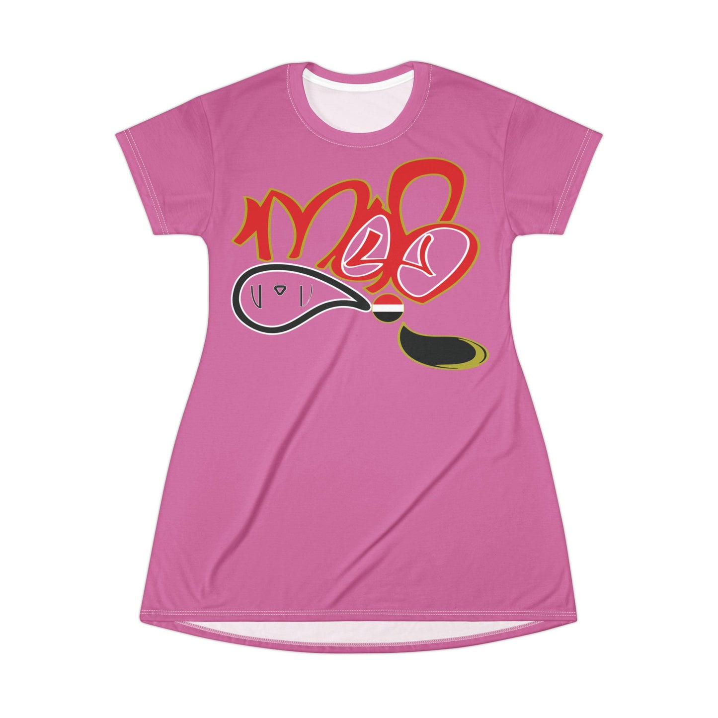 Colorful Artistic T-Shirt Dress, Fun Casual Dress for Festivals, Gift for Birthdays, Lounge Wear, Spring & Summer Fashion