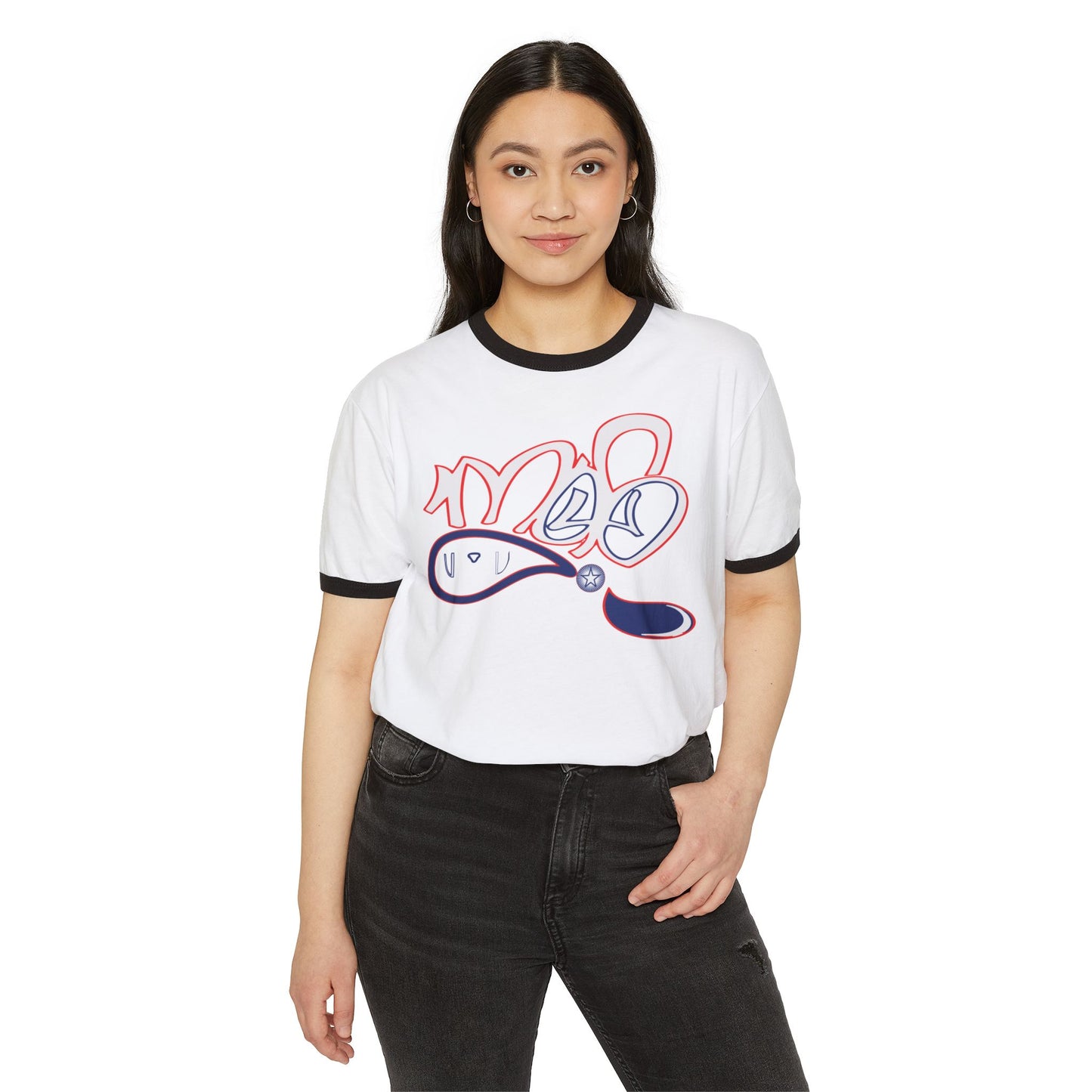 Chic Artistic Unisex Cotton Ringer T-Shirt | Casual Wear, Gift Idea, Graphic Tee, Summer Fashion, Vintage Style, Statement Shirt