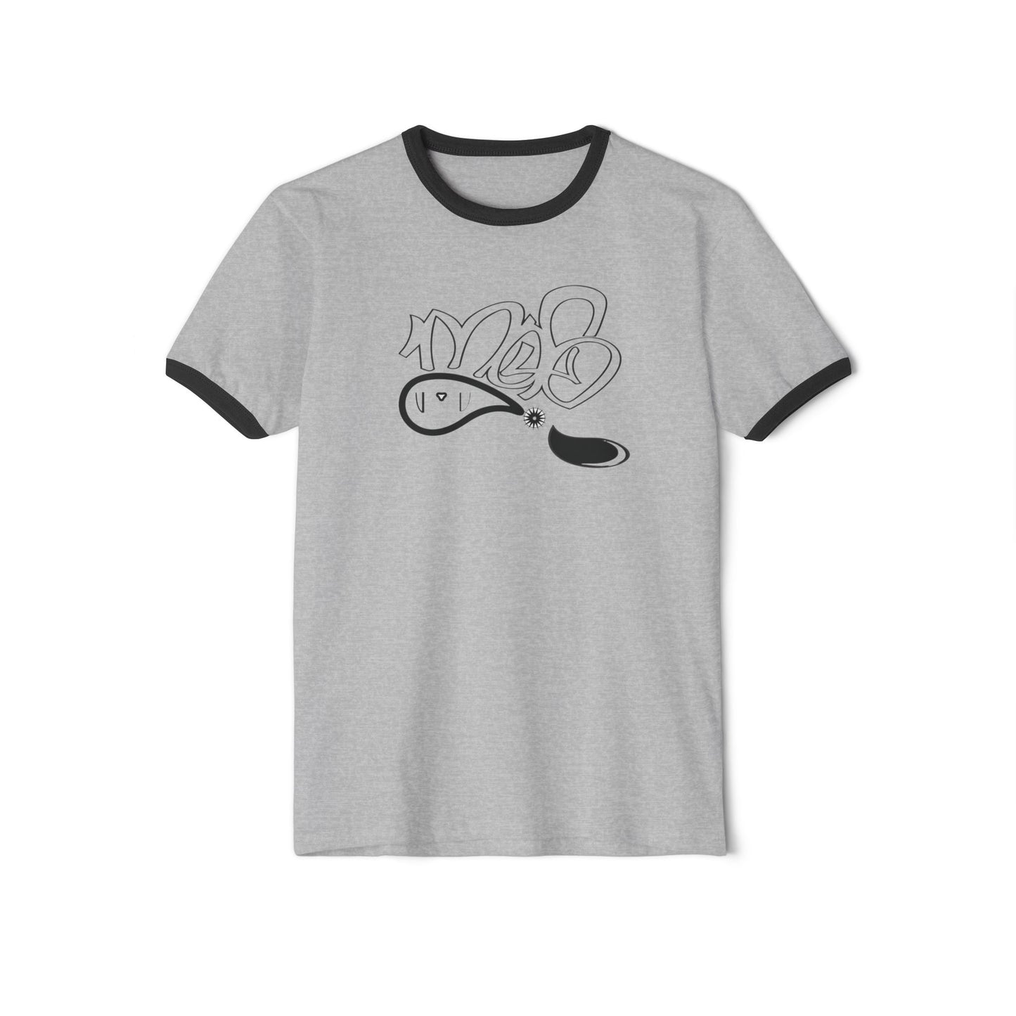Graffiti-Inspired Unisex Cotton Ringer T-Shirt, Streetwear Style Tee, Casual Graphic Tee, Gift for Art Lovers, Urban Fashion T-Shirt