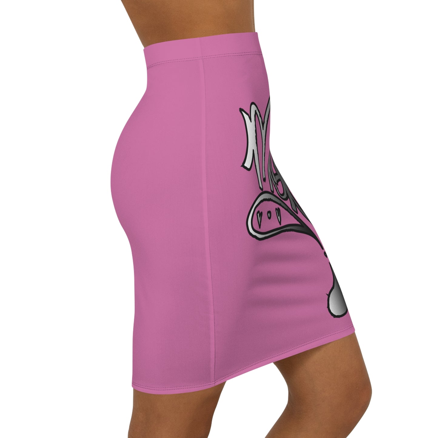 Stylish Women’s Mid-Waist Pencil Skirt with Artistic Design