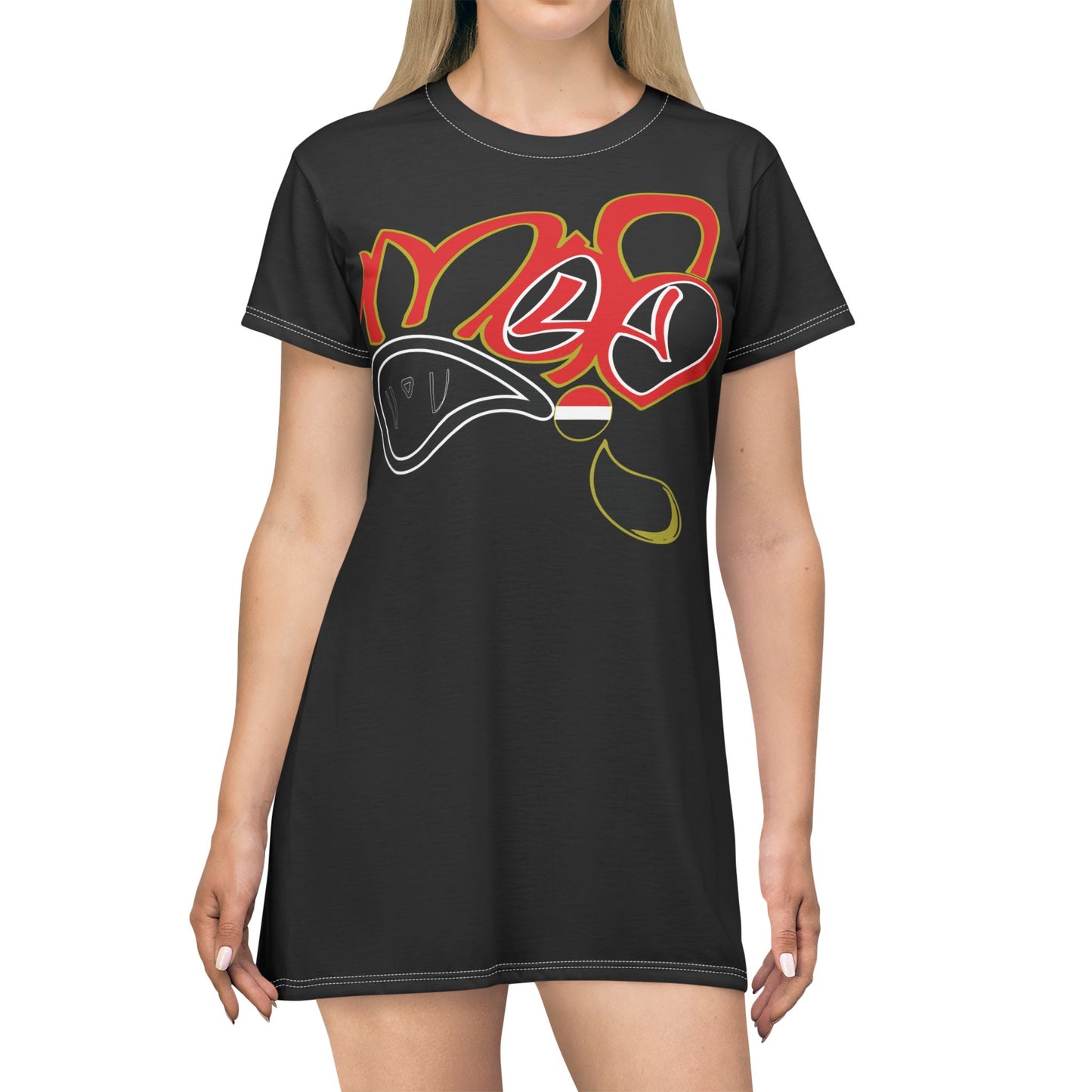 Edgy Graphic T-Shirt Dress, Casual Streetwear Dress, Unique Women’s Dress, Everyday Fashion, Gift for Her, Trendy Summer Outfit