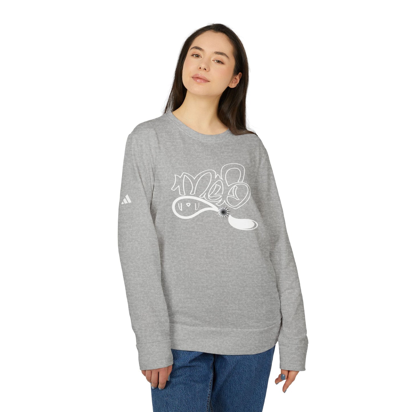 Adidas Graffiti Fleece Crewneck Sweatshirt, Cozy Unisex Casual Wear, Street Style Sweatshirt, Gift for him, Trendy Apparel, Everyday Comfort