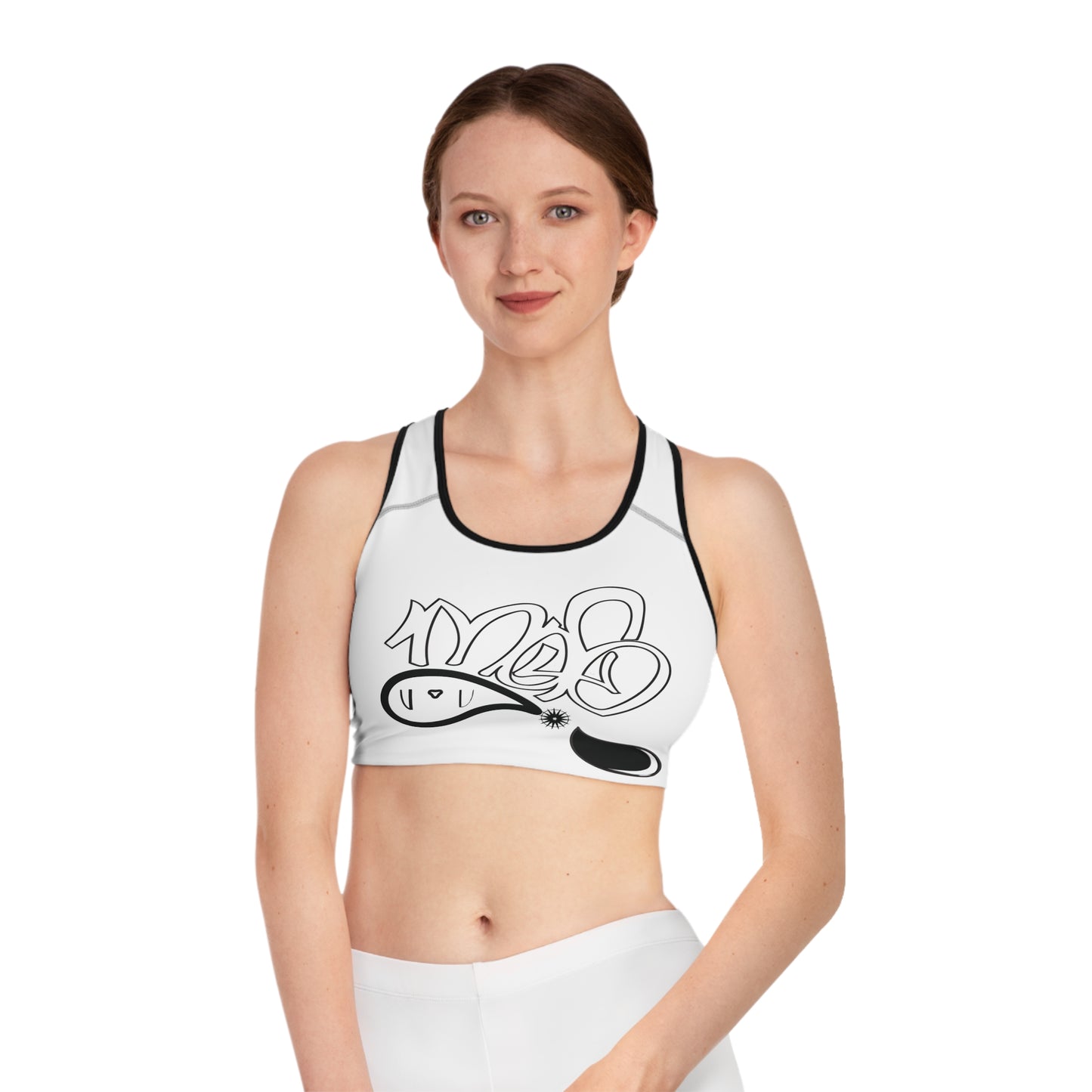 Stylish Sports Bra with Graffiti Design | Motivational Workout Top, Activewear for Gym, Running, Yoga, Gifts for Fitness Enthusiasts