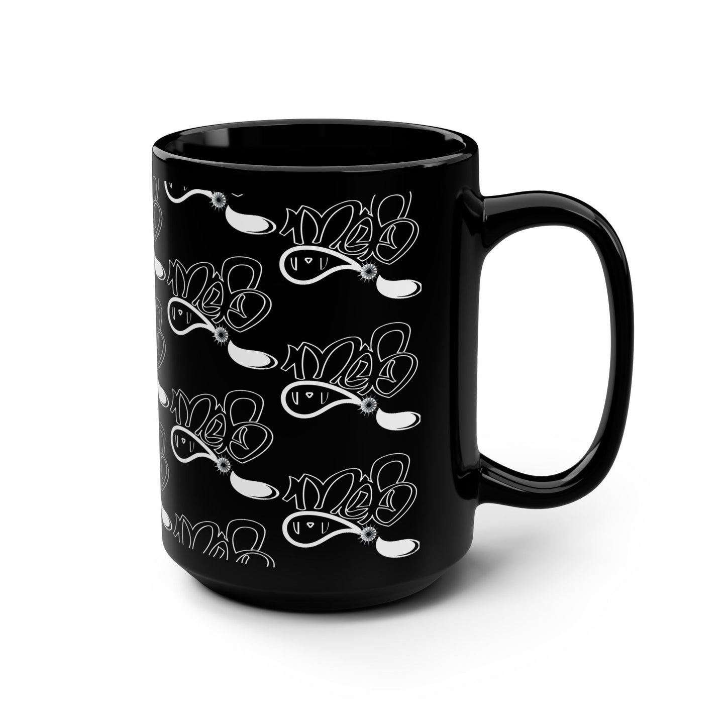 Artistic Black Mug, Unique Design Coffee Cup, Gift for Art Lovers, Modern Decor, Perfect for Birthday, Home and Office Use