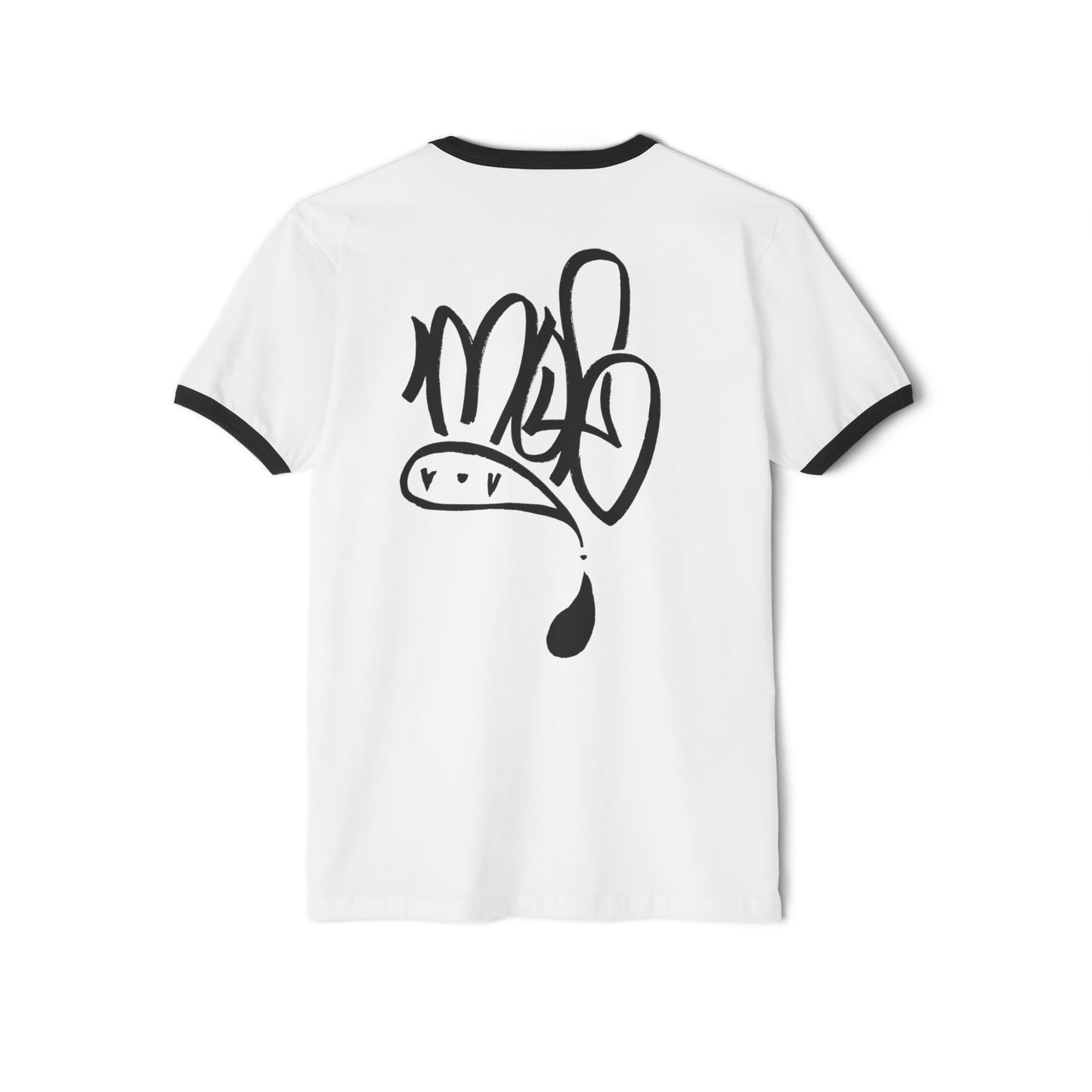 Stylish Unisex Ringer Tee with Creative Graffiti Design, Casual Grunge T-Shirt, Streetwear Top, Funky Art Tee, Gift for Artists