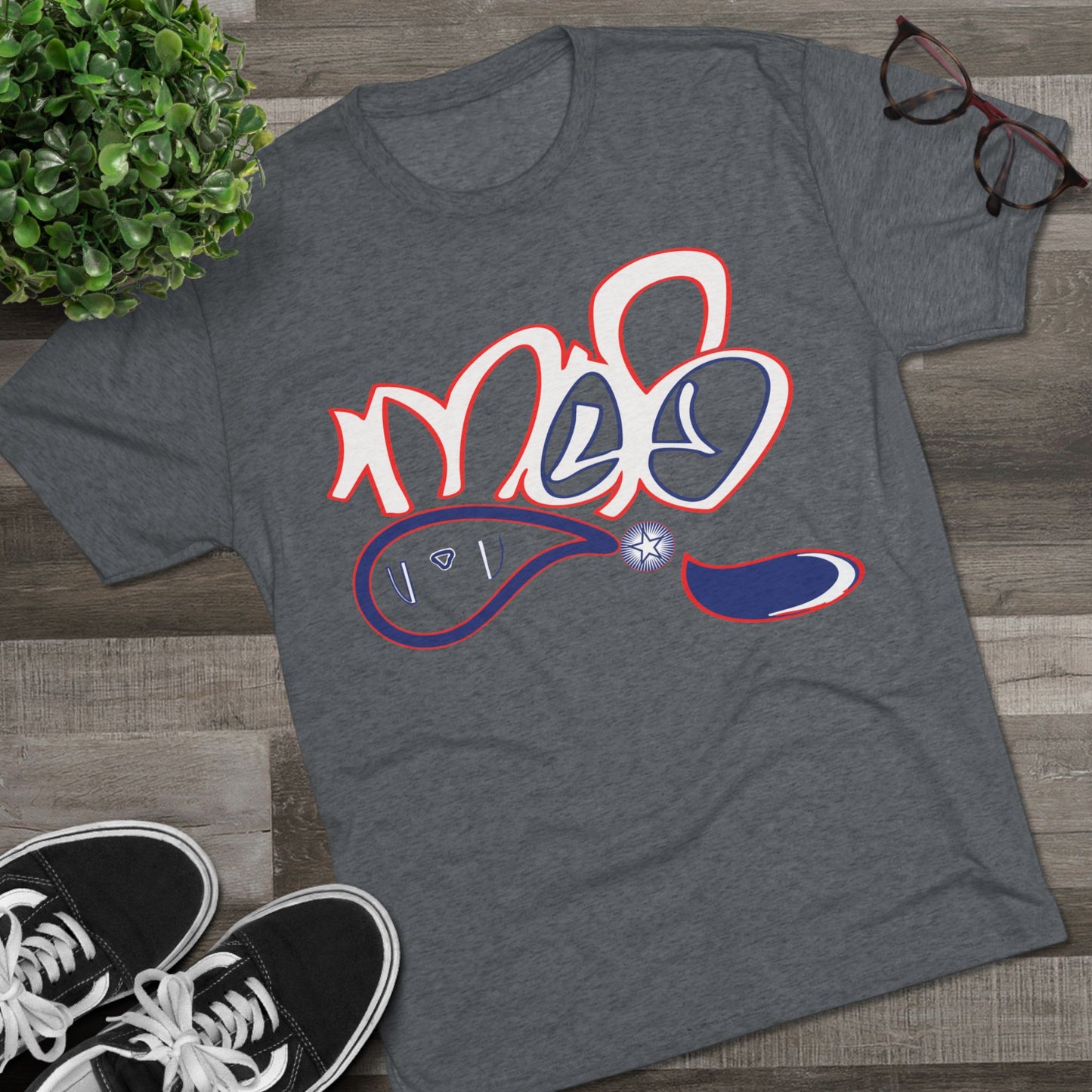 Trendy Unisex Tri-Blend Crew Tee with Abstract Design | Casual Wear, Gift Idea, Summer Fashion, Street Style, Everyday Comfort