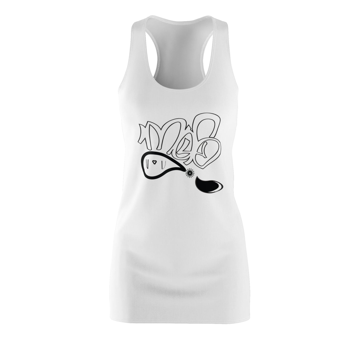 Stylish Women's Racerback Dress with Artistic Design, Casual Wear, Summer Dress, Beach Outfit, Gift for Her, Festival Attire
