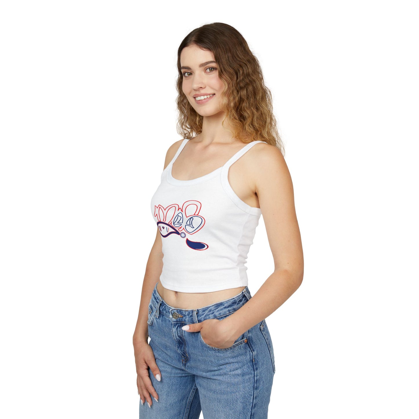 Playful Graphic Tank Top for Women, Casual Summer Wear, Stylish Crop Top, Beach Vacation Essential, Gift for Friends