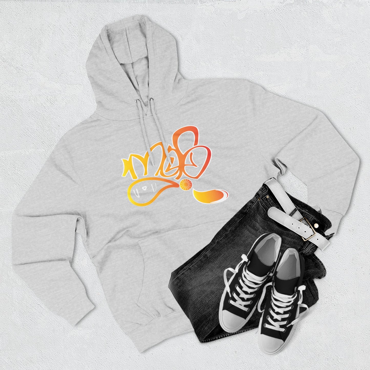 Vibrant Three-Panel Fleece Hoodie, Cozy Streetwear, Graphic Hooded Sweatshirt, Casual Pullover, Perfect for Gifts and Everyday Wear