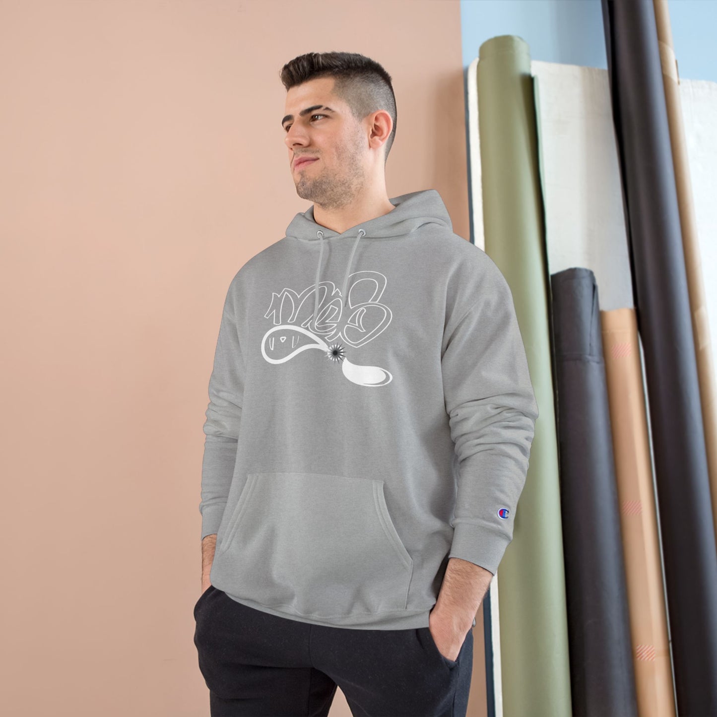 Stylish Champion Hoodie, Cozy Sweatshirt, Graffiti Design Apparel, Casual Wear, Unique Gift for Streetwear Fans