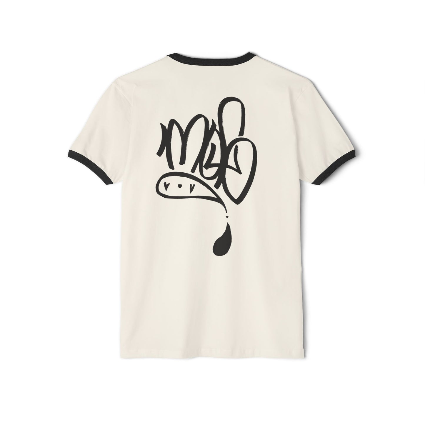Stylish Unisex Ringer Tee with Creative Graffiti Design, Casual Grunge T-Shirt, Streetwear Top, Funky Art Tee, Gift for Artists
