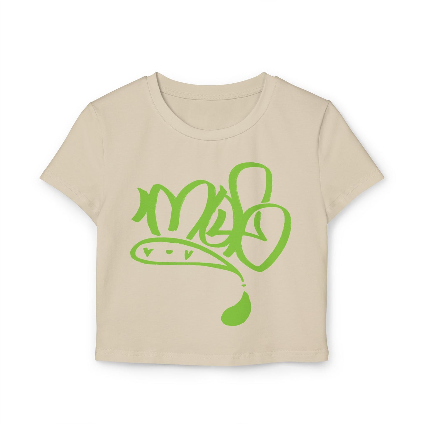 Stylish Women's Baby Tee with Funky Green Graphic, Casual Top, Streetwear, Trending T-Shirt, Gift for Her, Summer Fashion