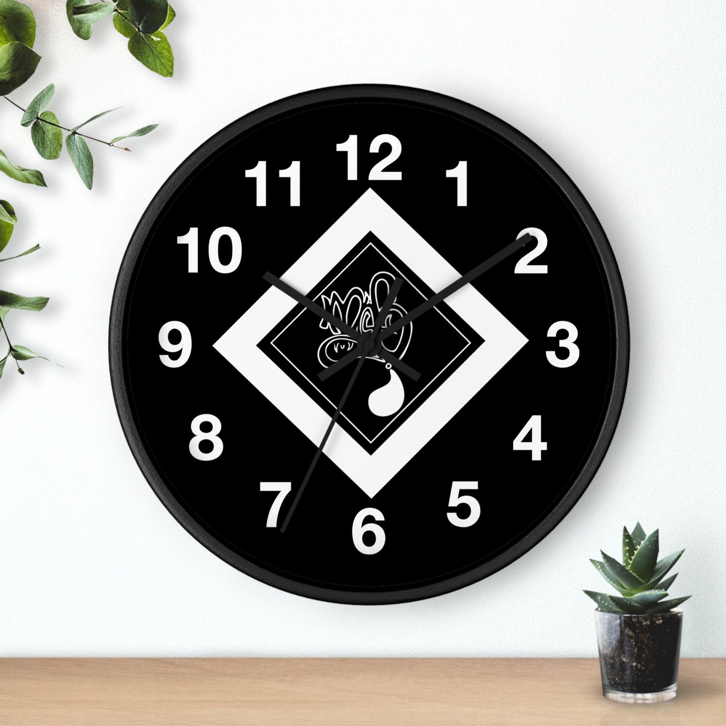 Modern Black Wall Clock with Unique Design, Home Decor, Gift for Him/Her, Office Clock, Wall Art, Minimalist Style