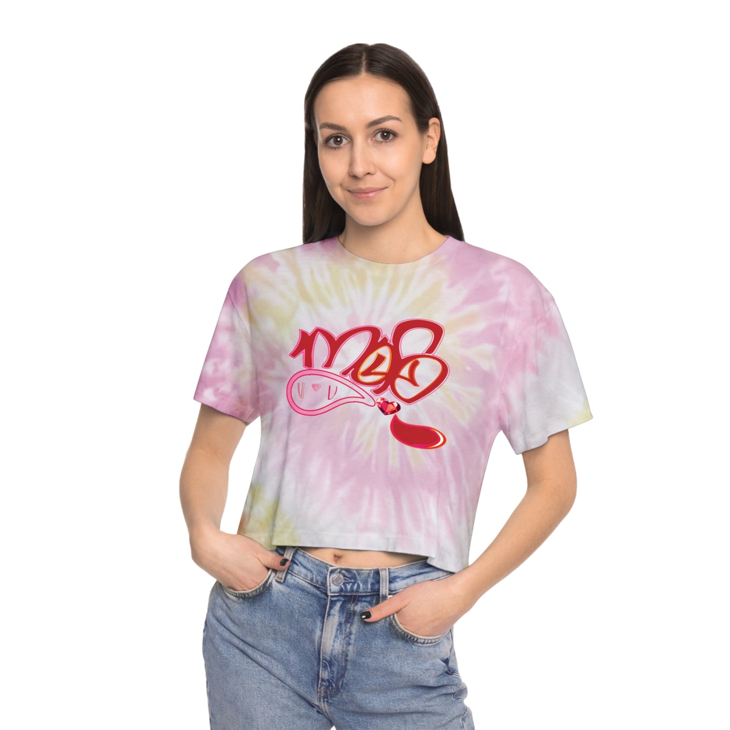 Tie-Dye Crop Tee mofo gem heart logo