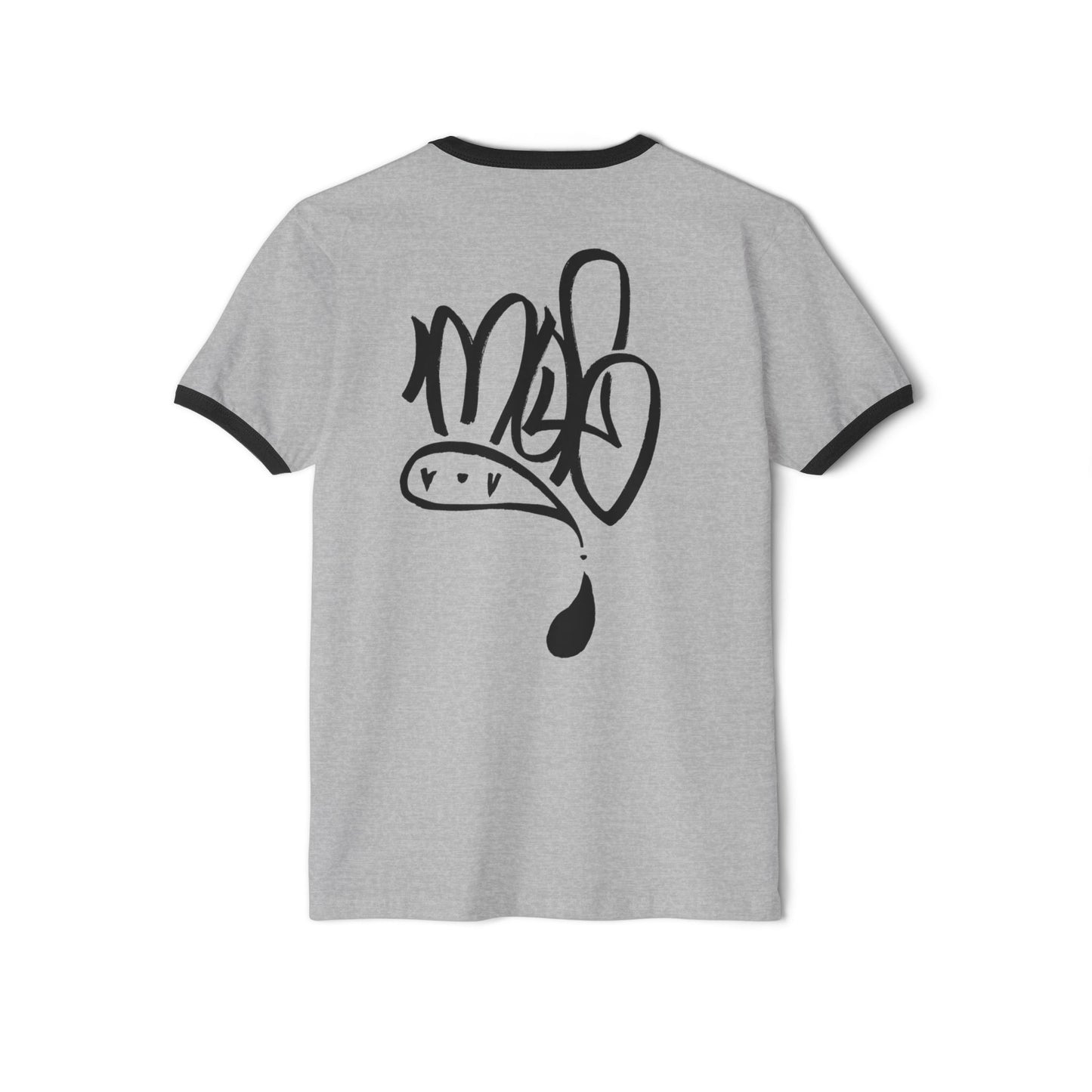 Stylish Unisex Ringer Tee with Creative Graffiti Design, Casual Grunge T-Shirt, Streetwear Top, Funky Art Tee, Gift for Artists