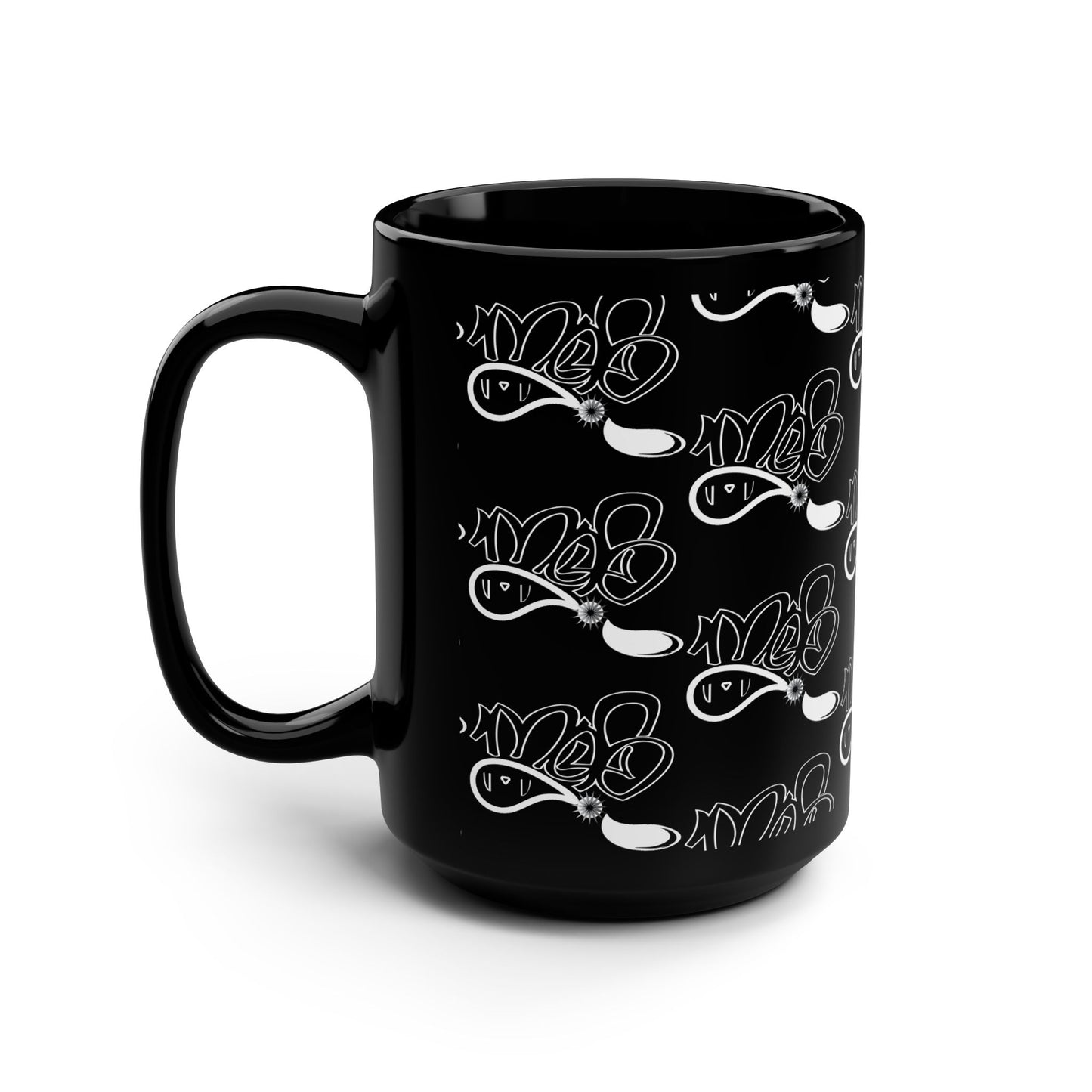 Artistic Black Mug, Unique Design Coffee Cup, Gift for Art Lovers, Modern Decor, Perfect for Birthday, Home and Office Use