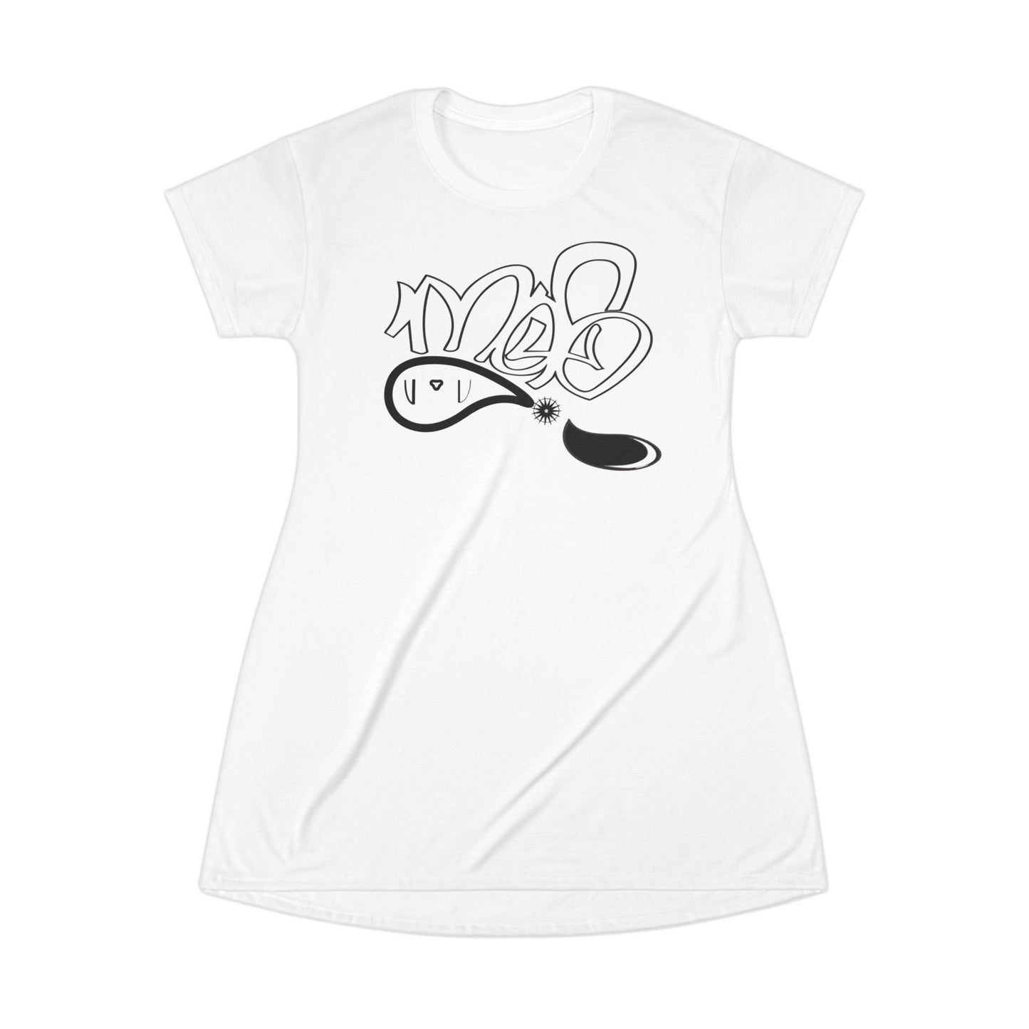 Stylish Graffiti Print T-Shirt Dress, Casual Summer Outfit, Streetwear Fashion, Graphic Tee Dress, Unique Gift for Teens