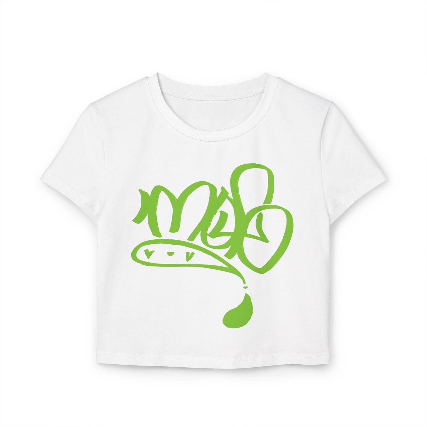 Stylish Women's Baby Tee with Funky Green Graphic, Casual Top, Streetwear, Trending T-Shirt, Gift for Her, Summer Fashion