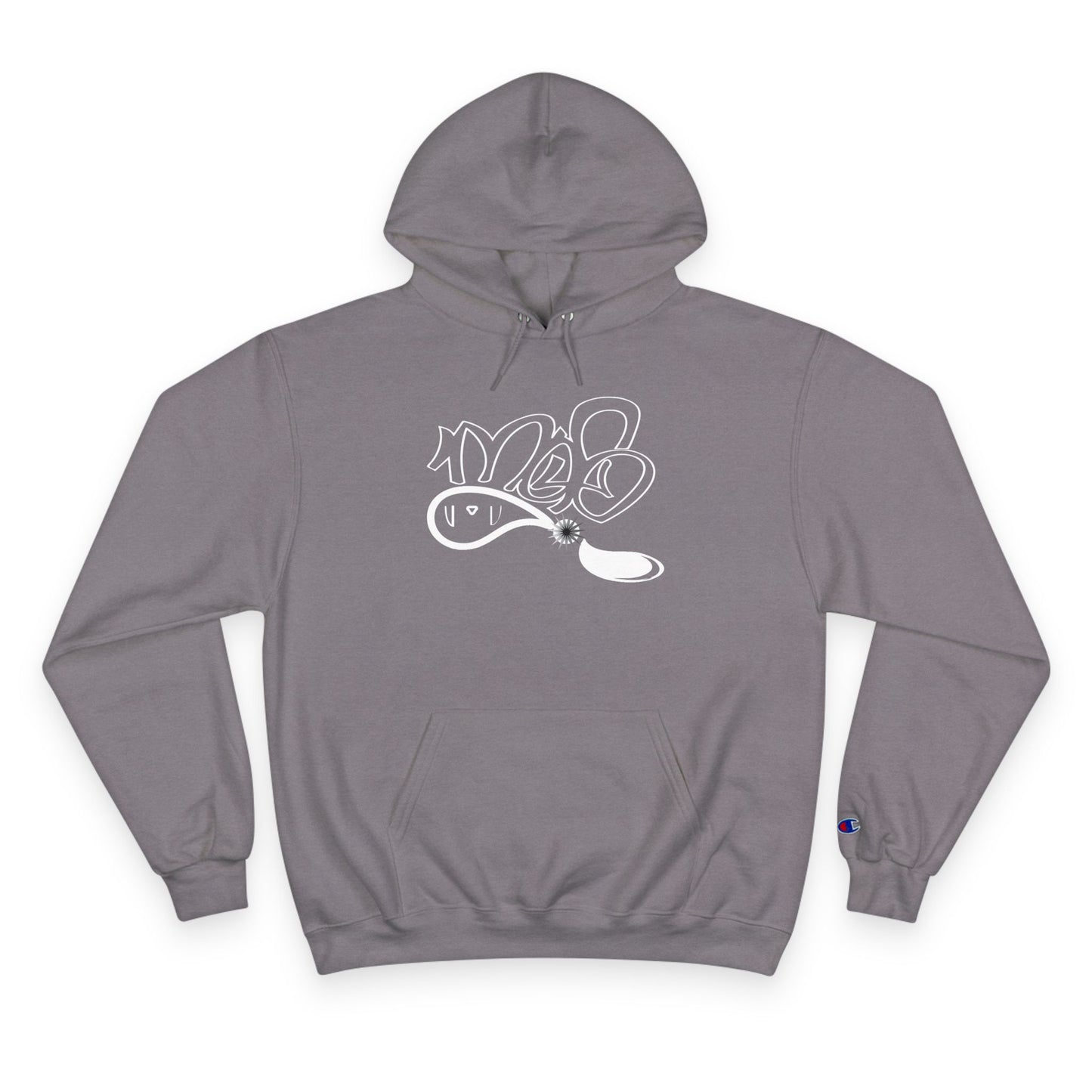 Stylish Champion Hoodie, Cozy Sweatshirt, Graffiti Design Apparel, Casual Wear, Unique Gift for Streetwear Fans