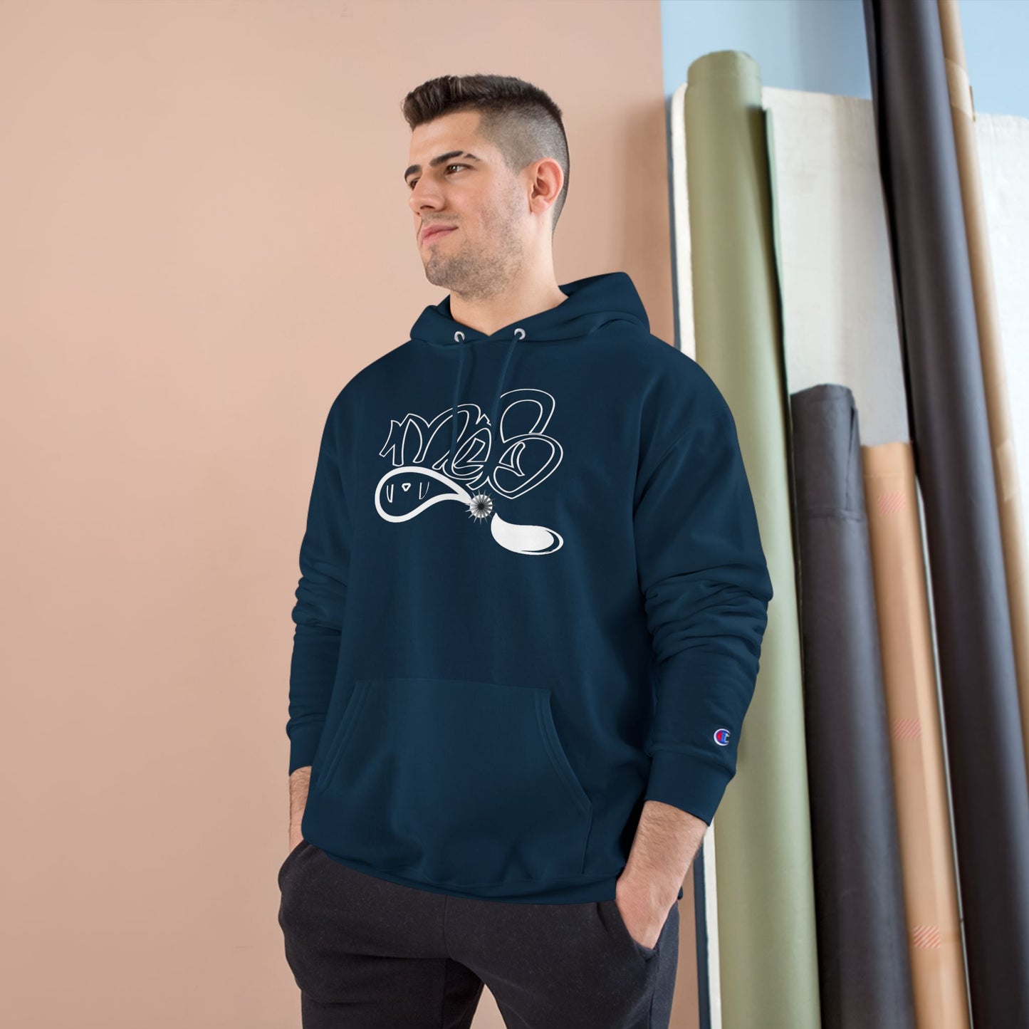 Stylish Champion Hoodie, Cozy Sweatshirt, Graffiti Design Apparel, Casual Wear, Unique Gift for Streetwear Fans