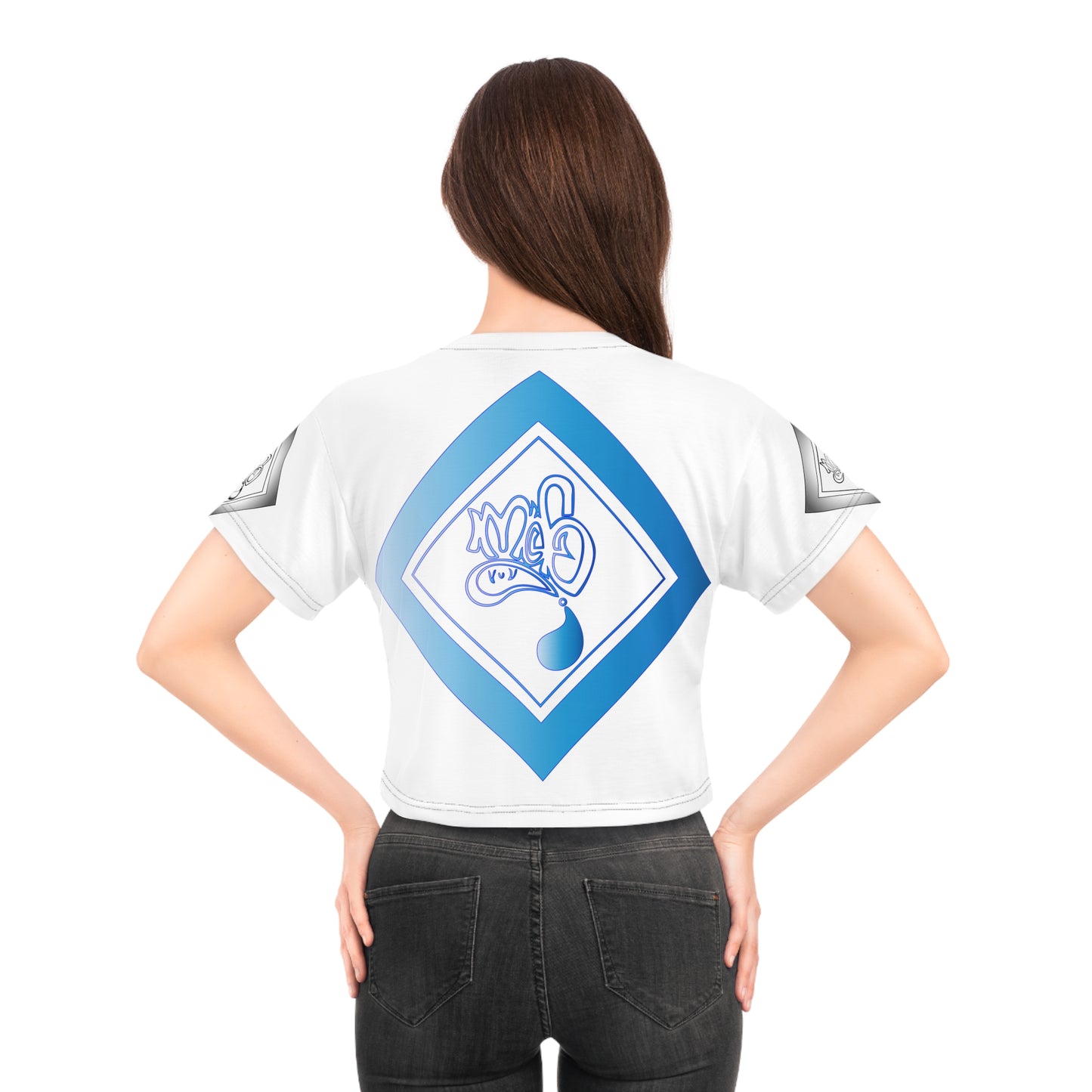 mofo Benjamin Franklin logo diamond combo white crop tee