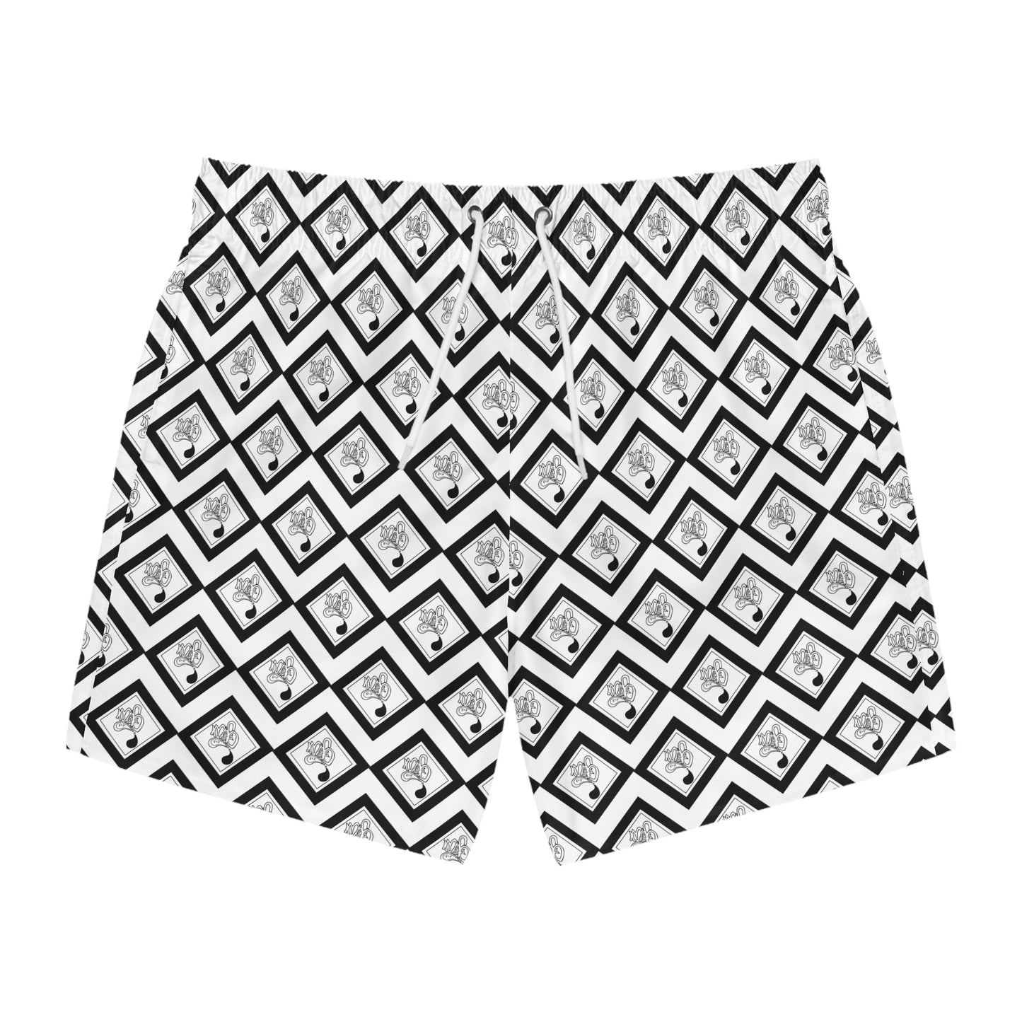 Stylish Black and White Swim Trunks, Beachwear, Pool Party, Summer Casual, Vacation Essential, Quirky Men's Swimwear