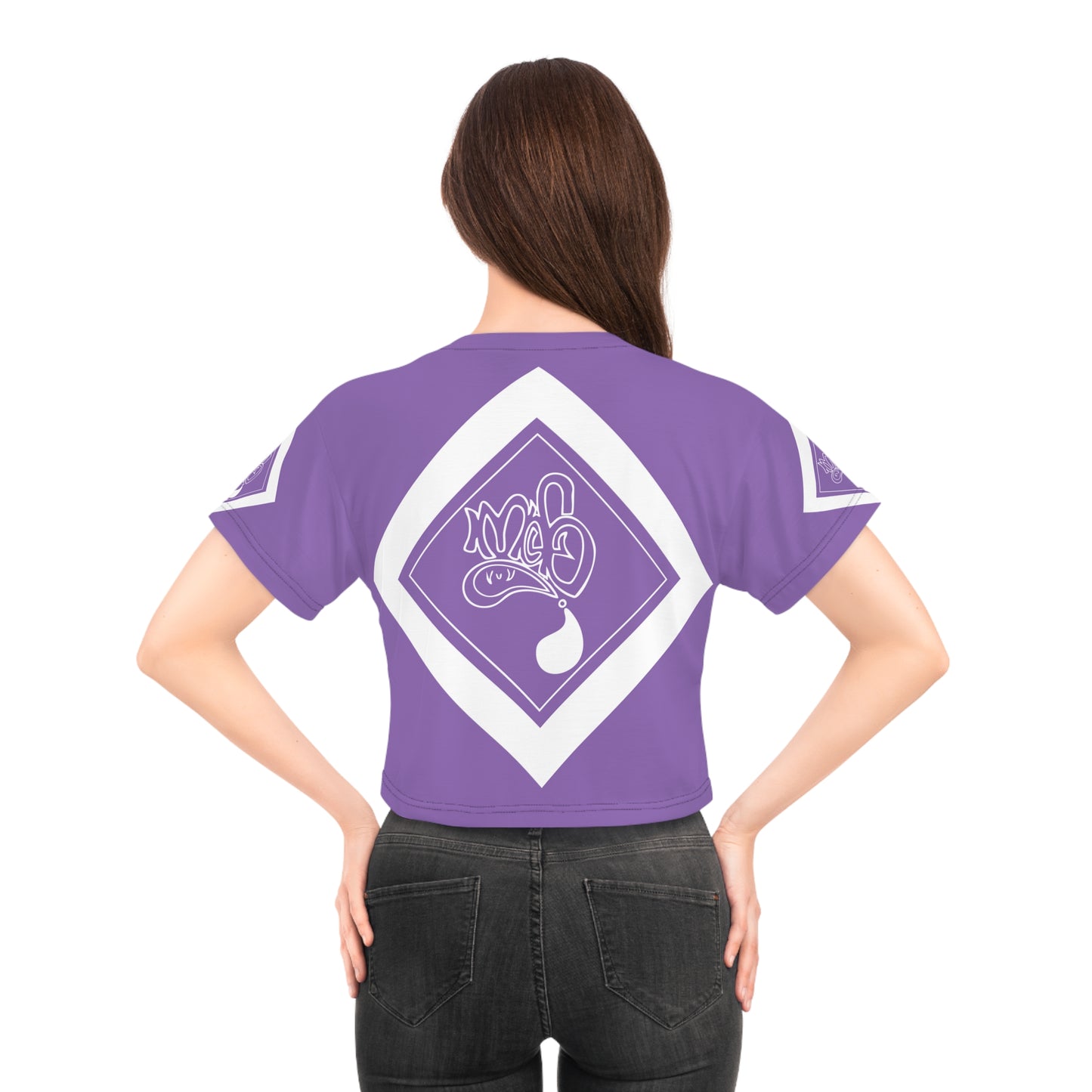 mofo 15star logo diamond combo light purple crop tee