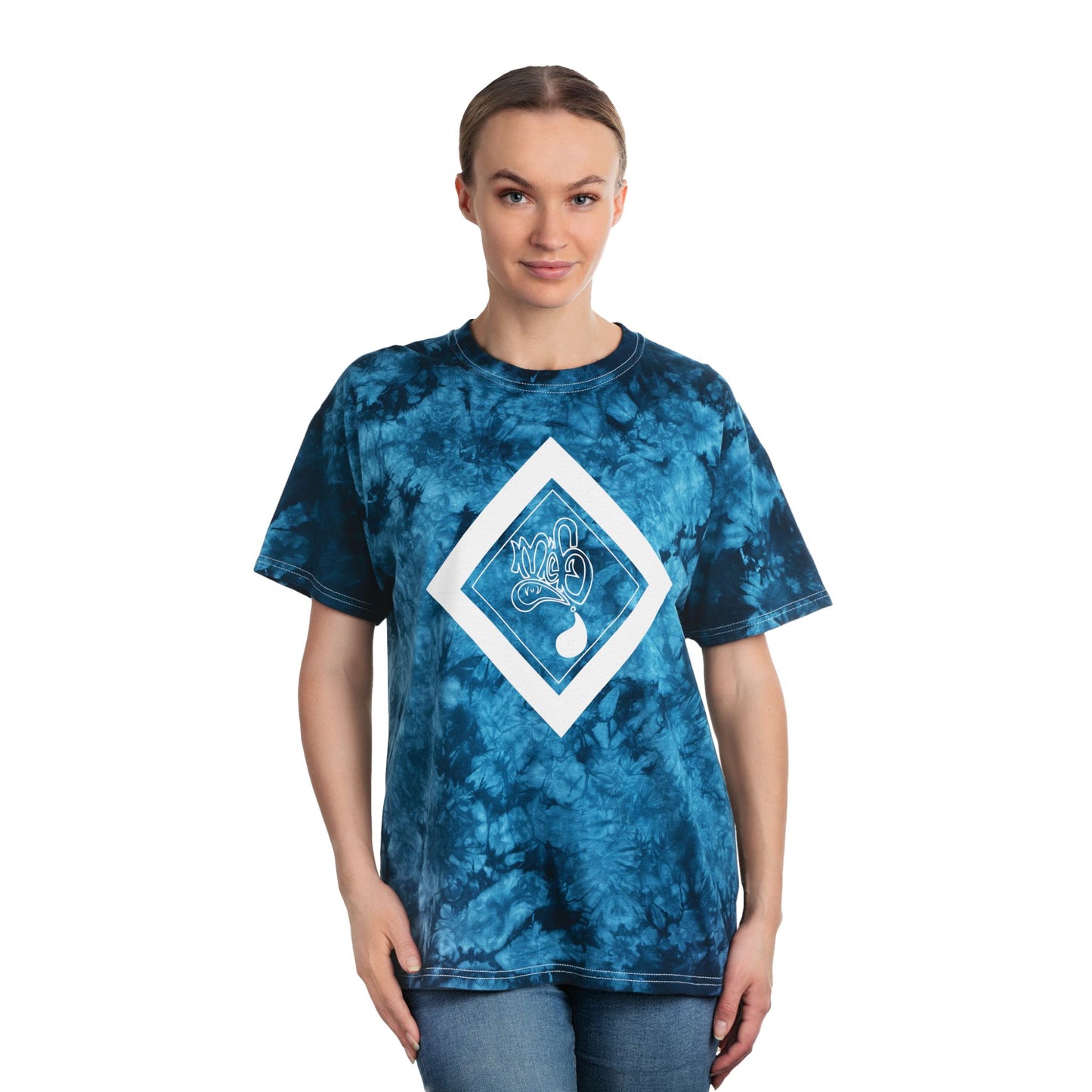 Crystal Tie-Dye Tee, Boho Chic T-Shirt, Summer Vibes Top, Relaxed Casual Wear, Festival Fashion, Unique Gift Idea