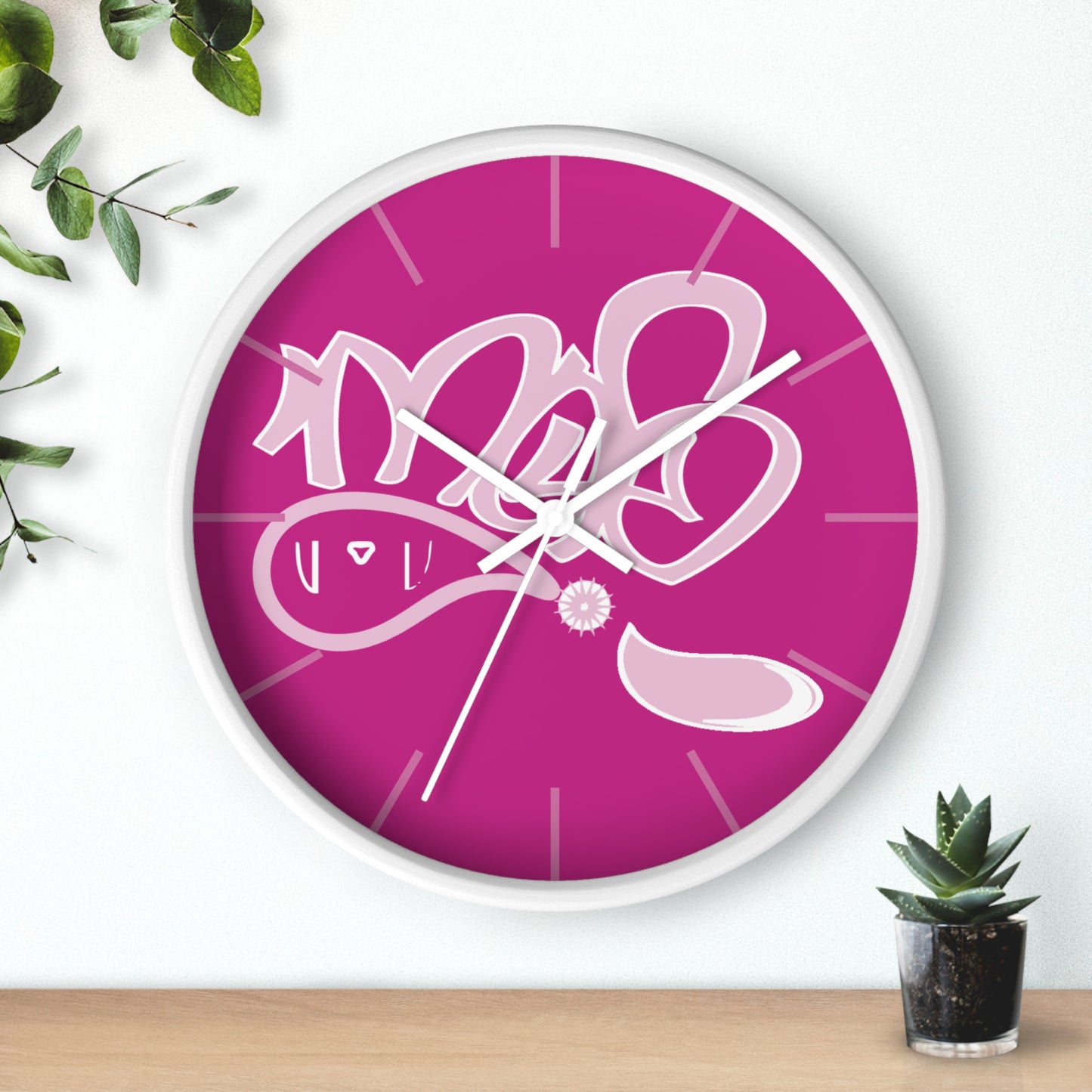 Vibrant Pink Graffiti Wall Clock - Funky Home Decor, Unique Gift, Modern Timepiece, Trendy Wall Art, Kid's Room Decoration