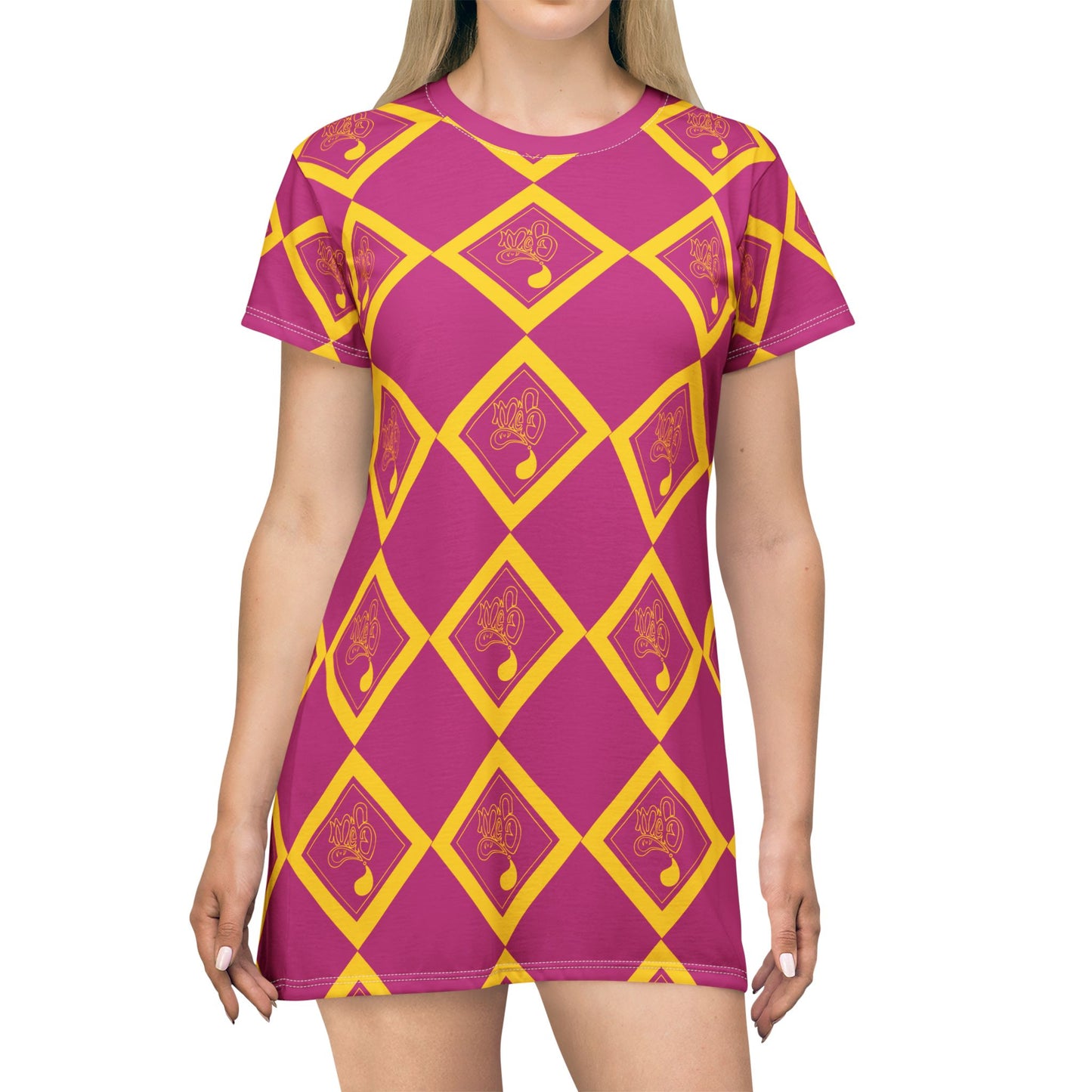 Vibrant Patterned T-Shirt Dress, Casual Summer Dress, Women's Fashion, Weekend Wear, Festival Outfit, Unique Gift Idea