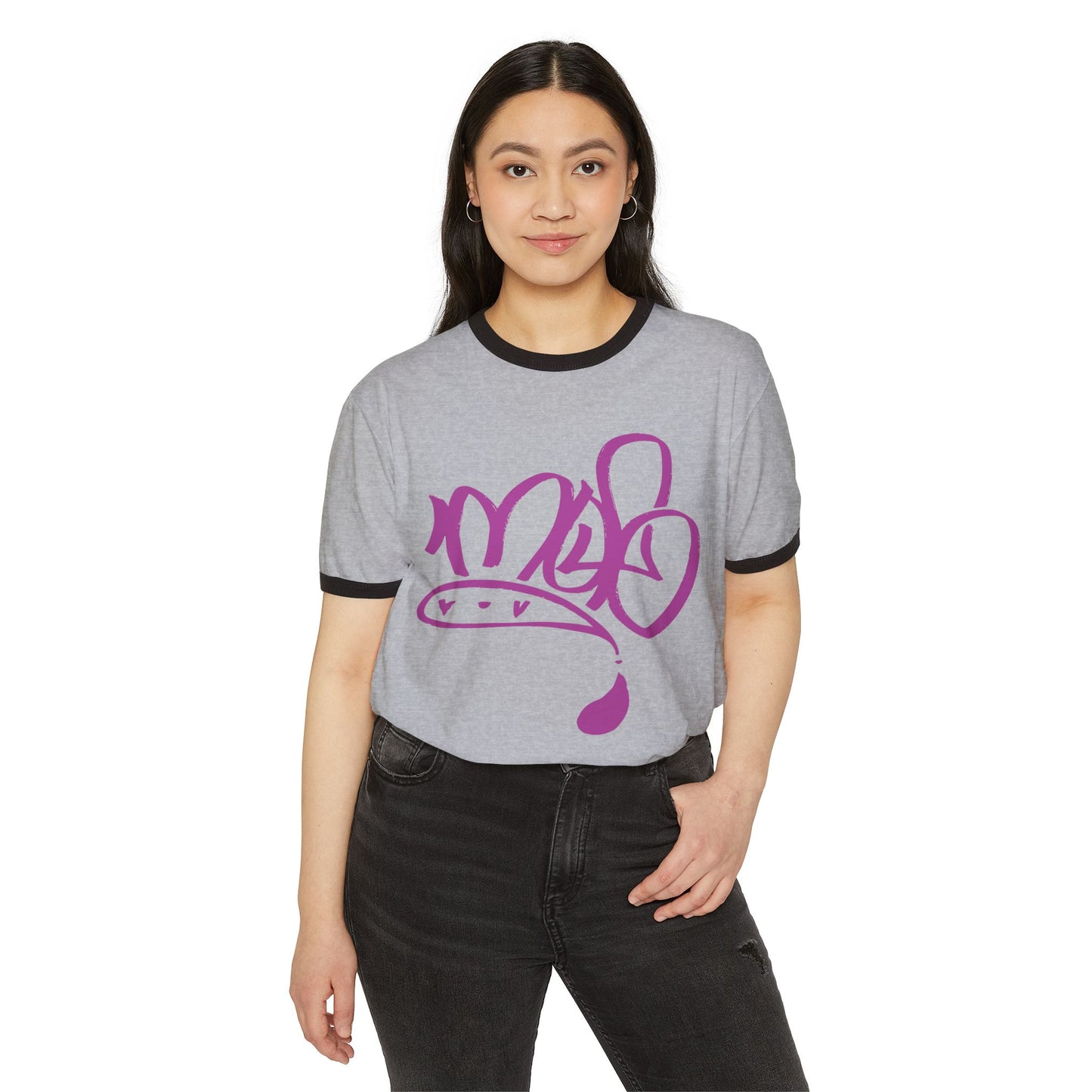 Trendy Unisex Cotton Ringer T-Shirt with Artistic Design, Casual Wear, Gift for Artists, Birthday Present, Summer Fashion