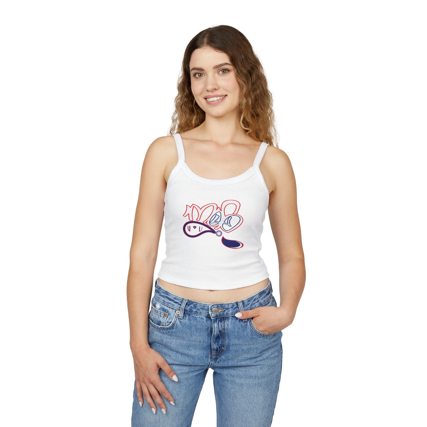Playful Graphic Tank Top for Women, Casual Summer Wear, Stylish Crop Top, Beach Vacation Essential, Gift for Friends