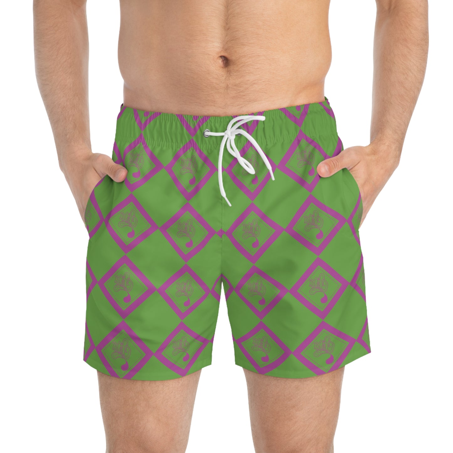 Vibrant Geometric Swim Trunks, Colorful Beachwear, Summer Swim Shorts, Pool Party Attire, Trendy Vacation Gear