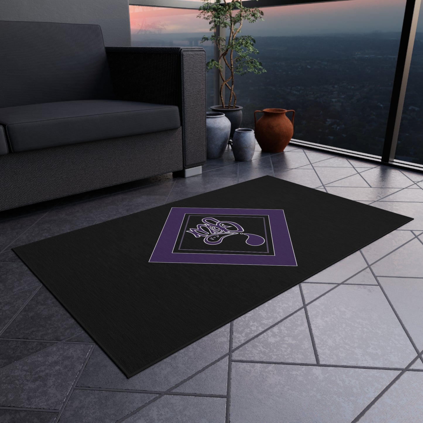 Stylish Outdoor Rug - Modern Geometric Design for Patios, Balconies, and Gardens, Perfect for BBQs, Picnics, and Outdoor Gatherings