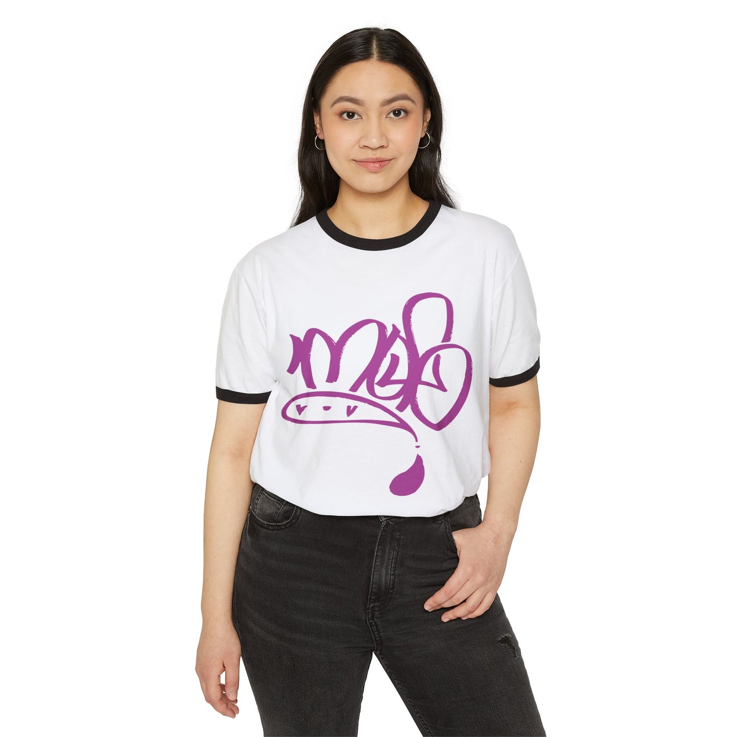 Trendy Unisex Cotton Ringer T-Shirt with Artistic Design, Casual Wear, Gift for Artists, Birthday Present, Summer Fashion