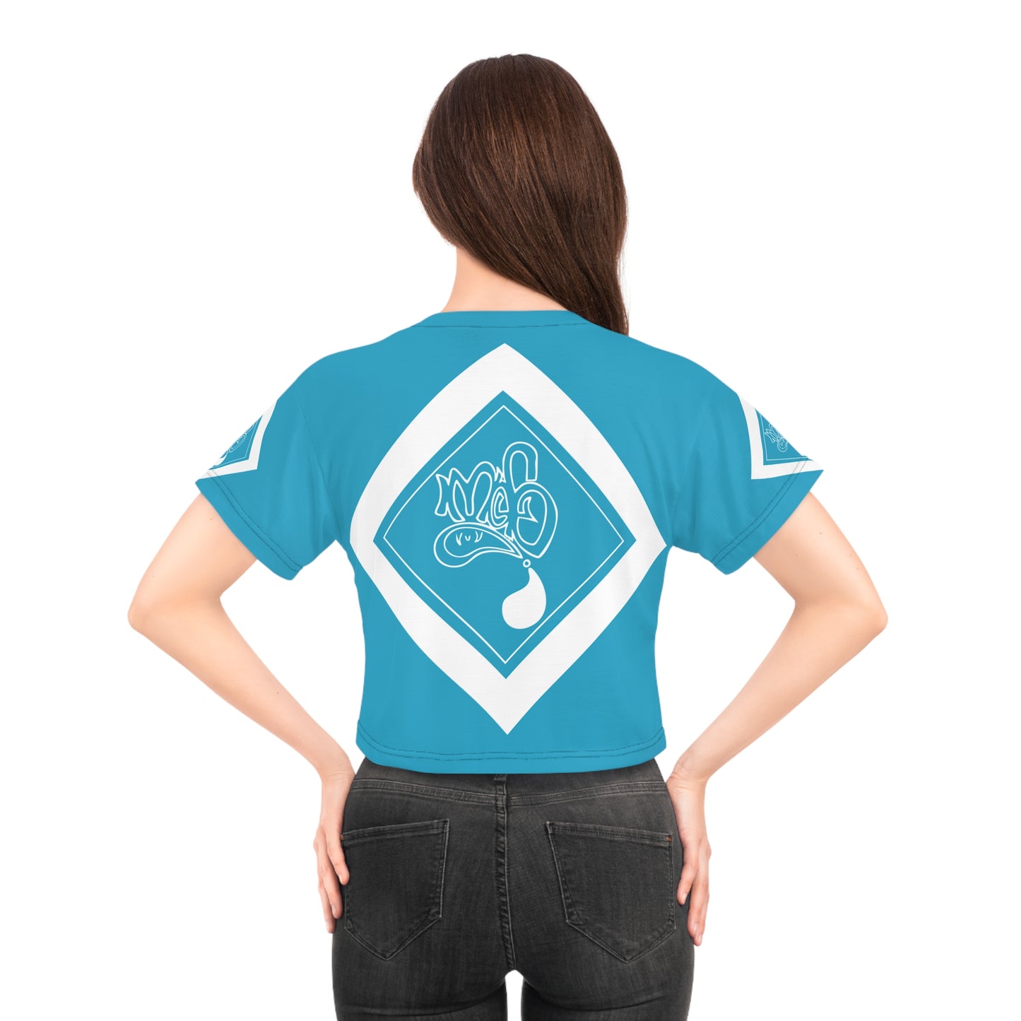 mofo 15star logo diamond combo turquoise crop tee