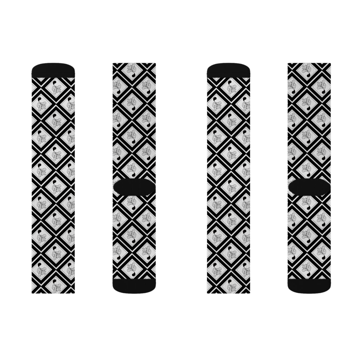Stylish Sublimation Socks, Unique Gift for Her, Cozy Black and White Patterned Socks, Fun Fashion Accessories, Trendy Sock Designs