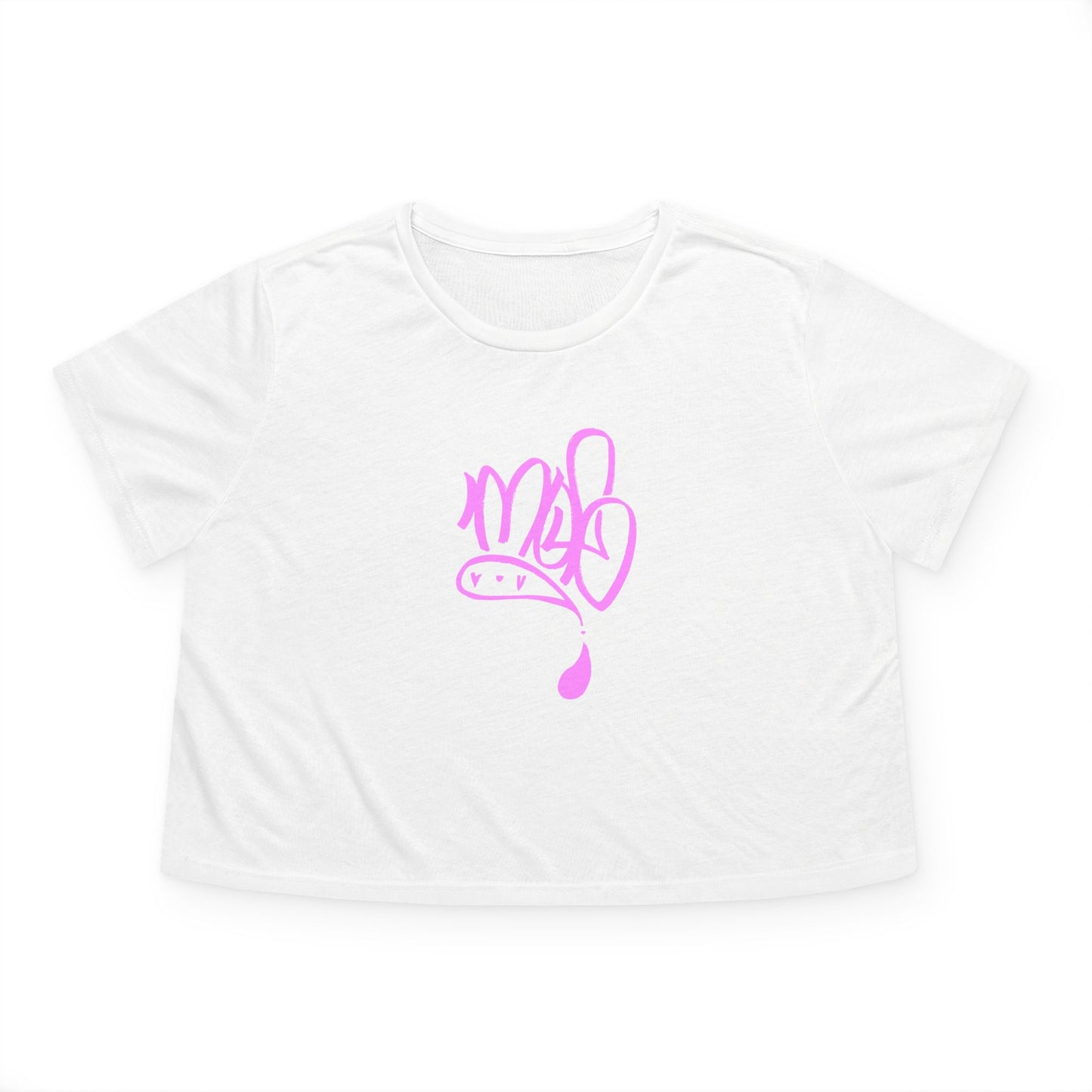 Stylish Women's Flowy Cropped Tee with Pink Design, Casual Wear, Summer Top, Gift for Her, Beach Style, Everyday Comfort