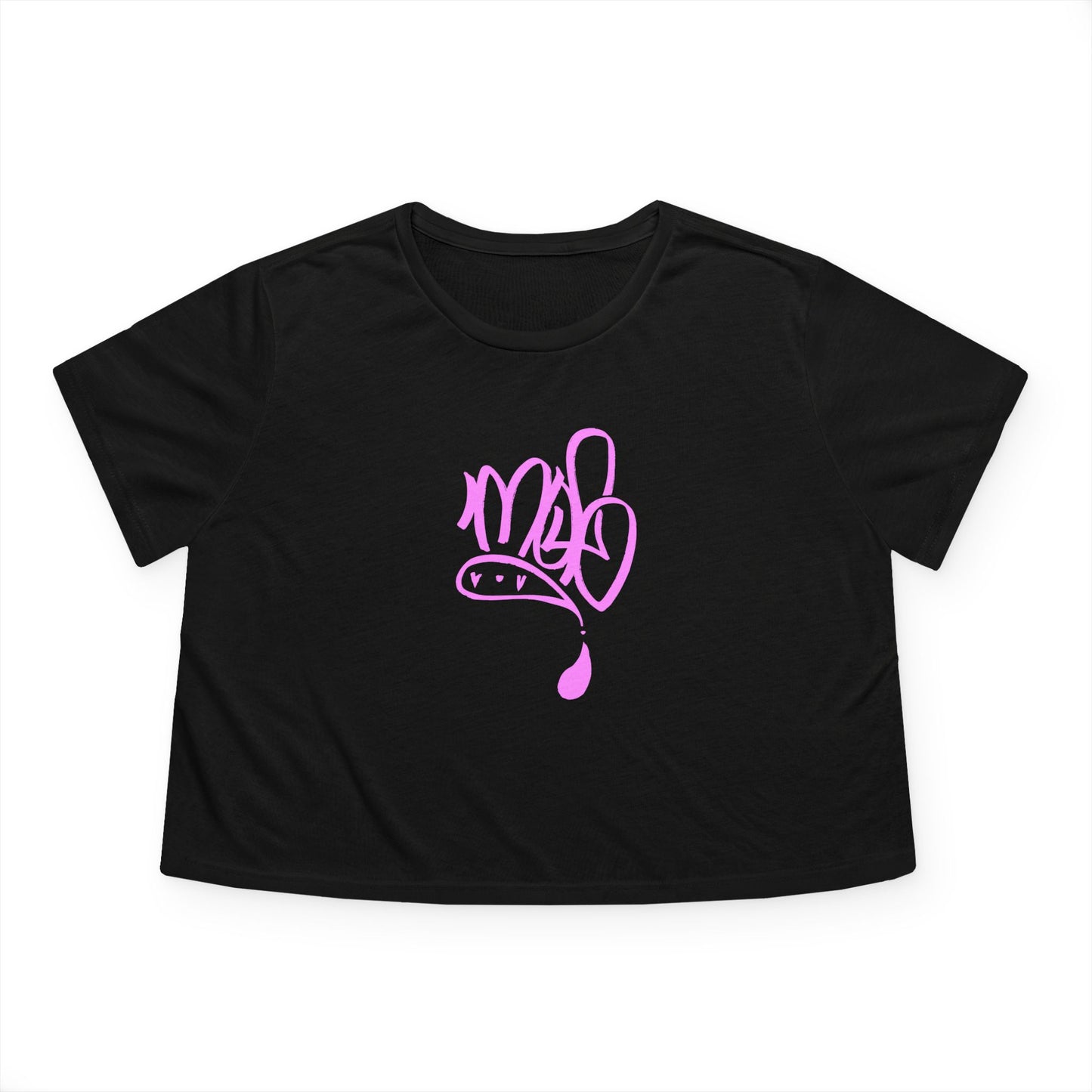 Stylish Women's Flowy Cropped Tee with Pink Design, Casual Wear, Summer Top, Gift for Her, Beach Style, Everyday Comfort