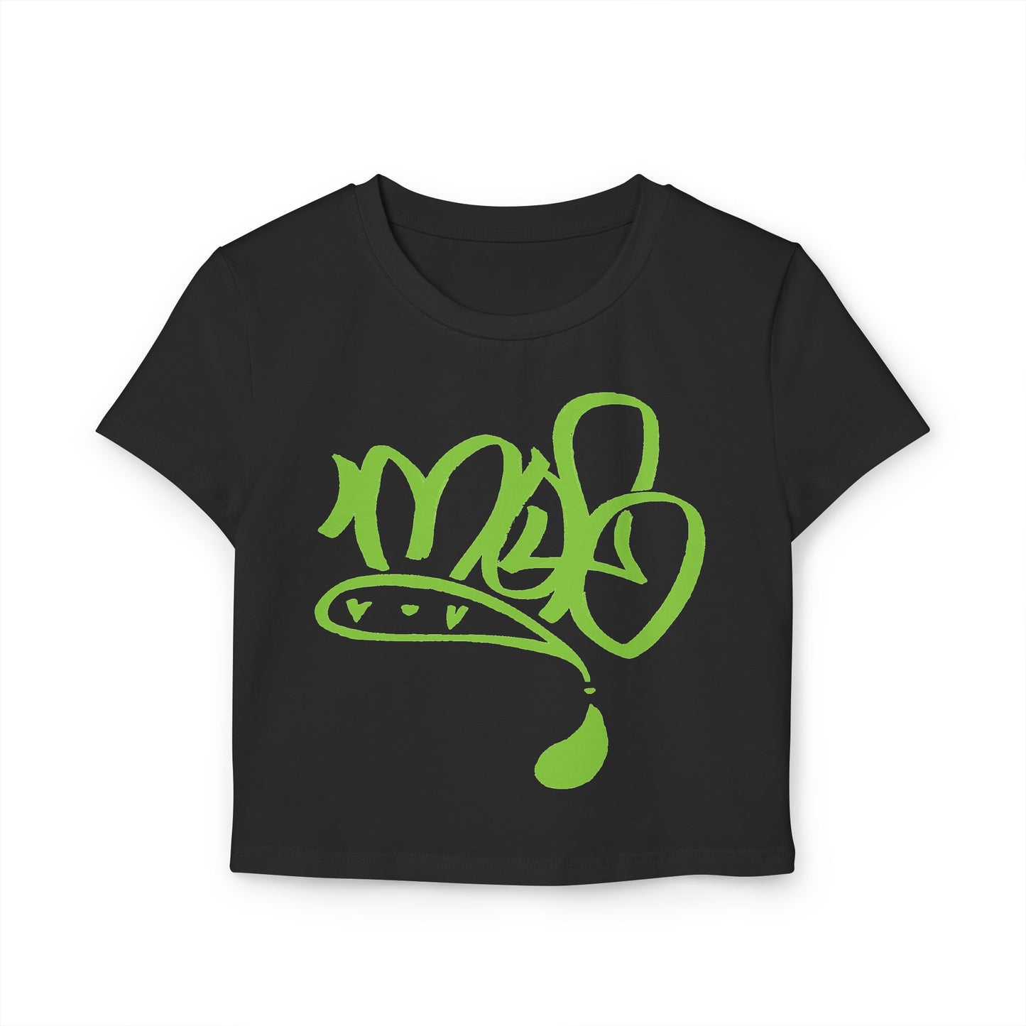 Stylish Women's Baby Tee with Funky Green Graphic, Casual Top, Streetwear, Trending T-Shirt, Gift for Her, Summer Fashion
