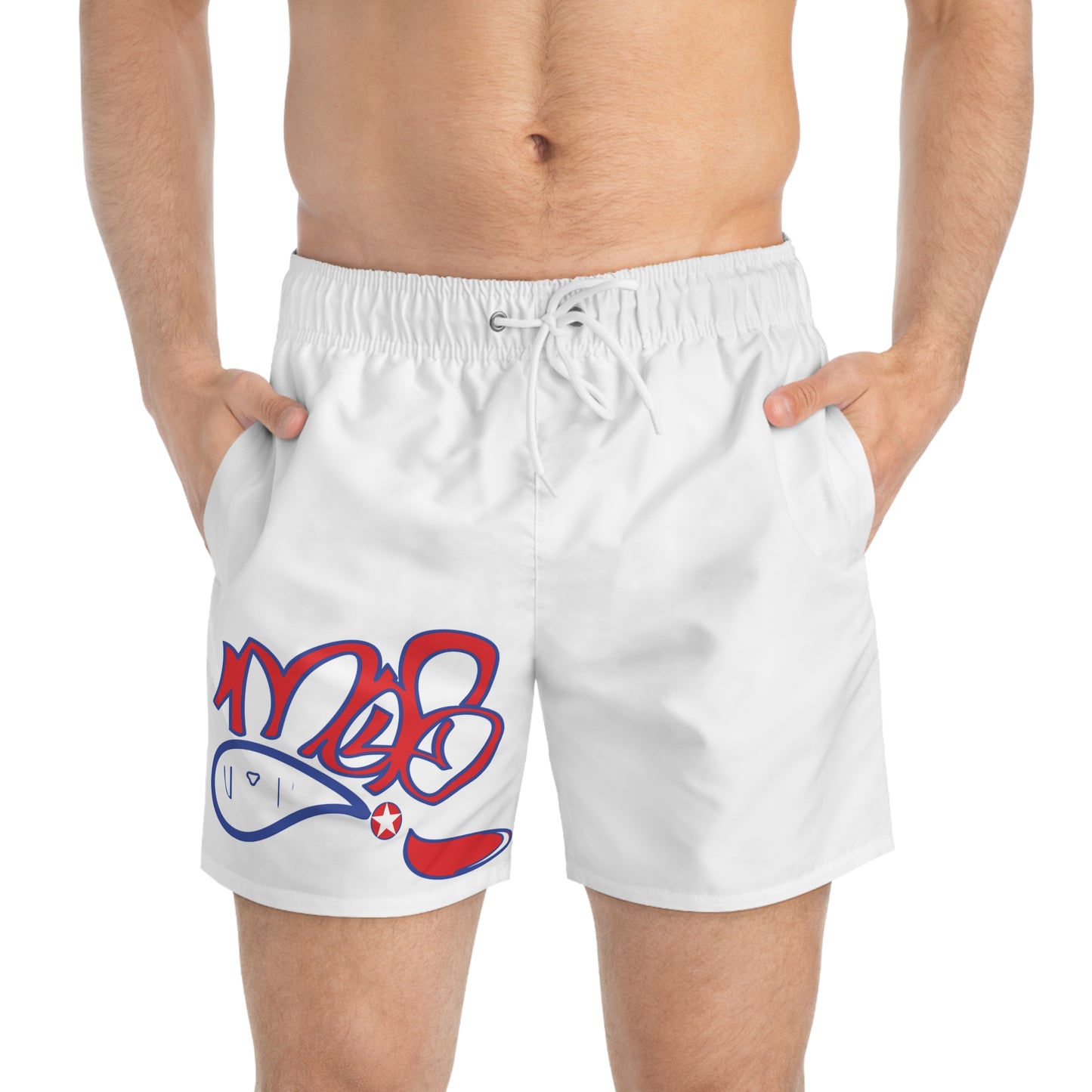 Trendy Swim Trunks with Unique Graphic Design, Beachwear, Summer Essentials, Vacation Swim Shorts, Casual Poolwear